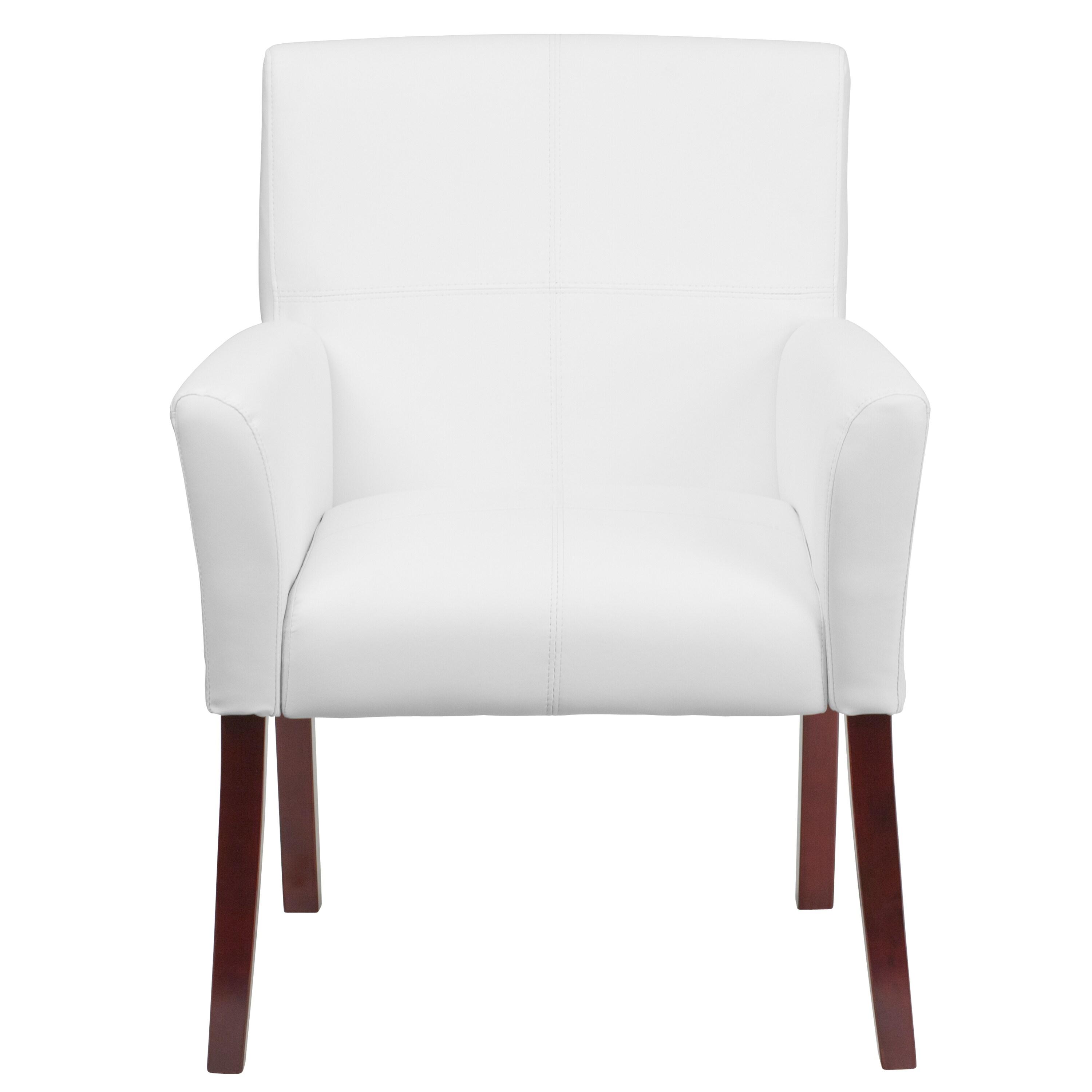 Paulson LeatherSoft Executive Side Reception Chair with Mahogany Legs