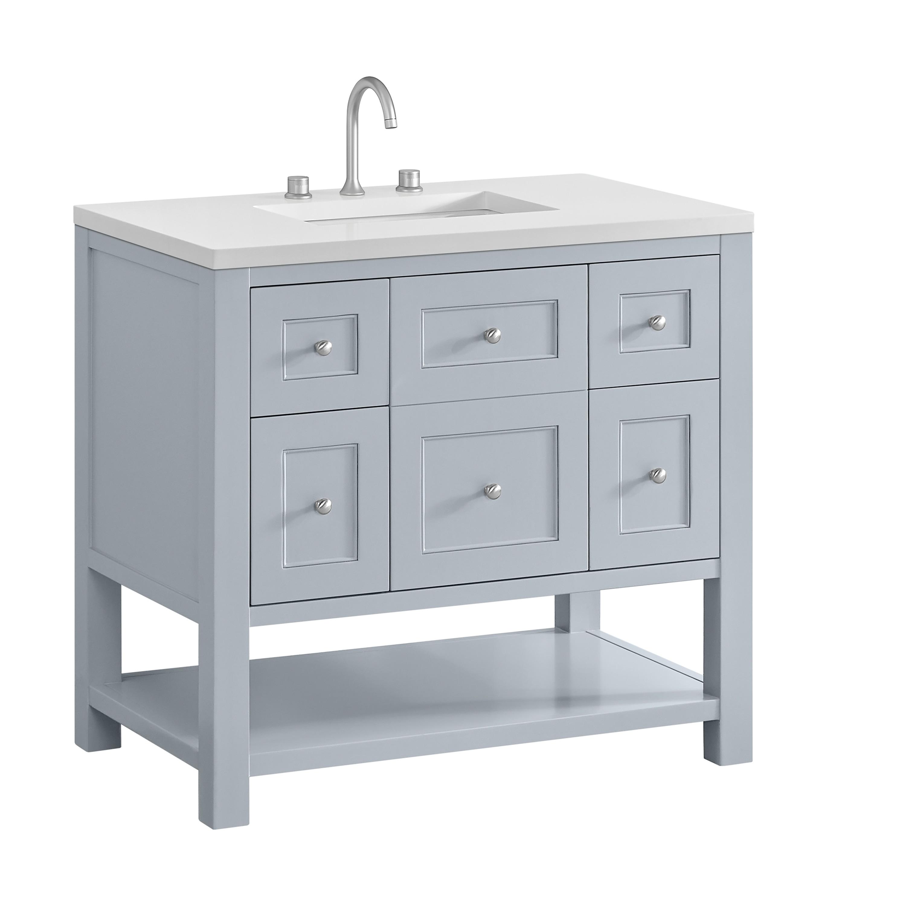 James Martin Vanities 330-V36-SRB-3LDL 36 in. Breckenridge Single Vanity with 3 cm Lime Delight Quartz Top, Serenity Blue