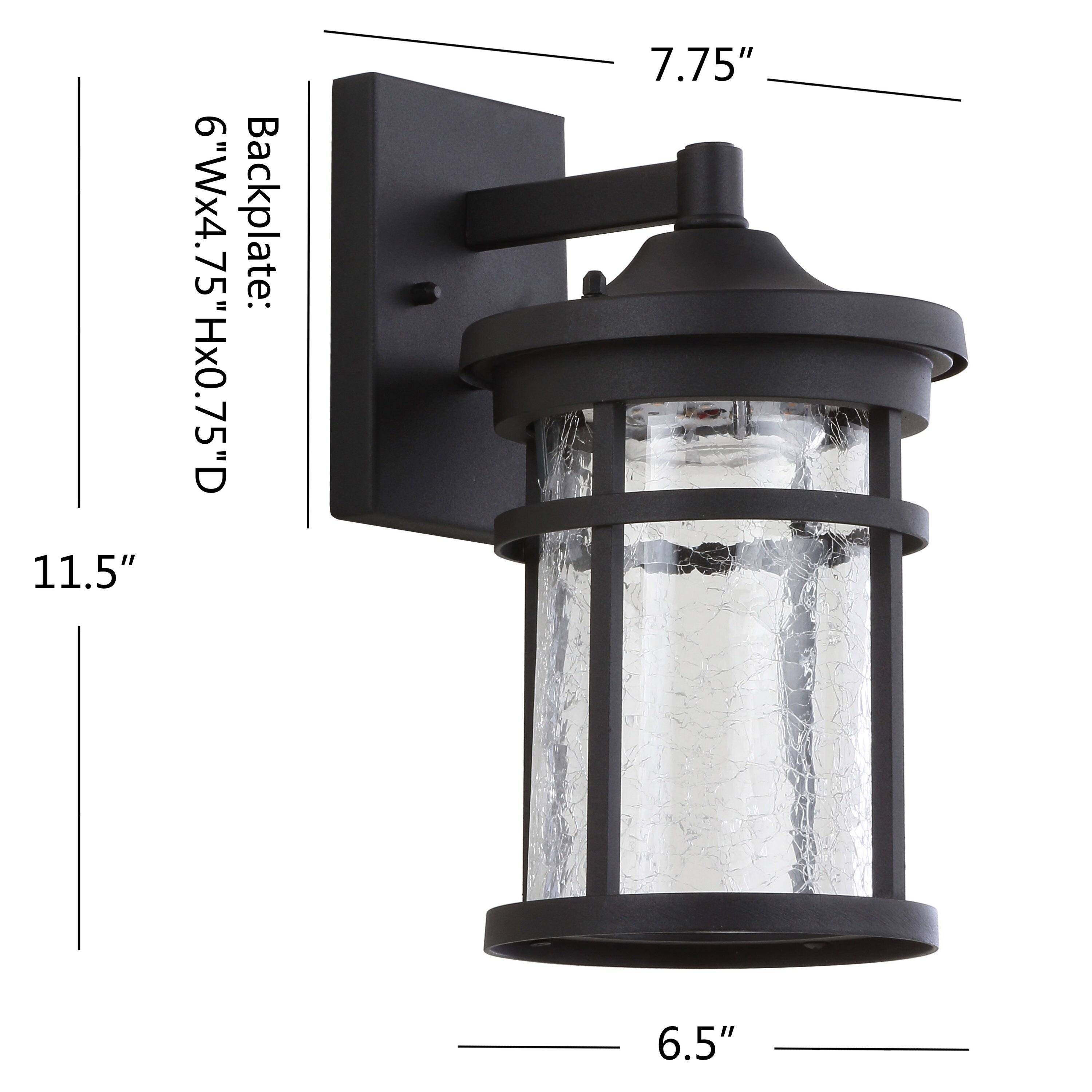 Campo 7.75" Black Iron Outdoor Wall Lantern with Crackled Glass