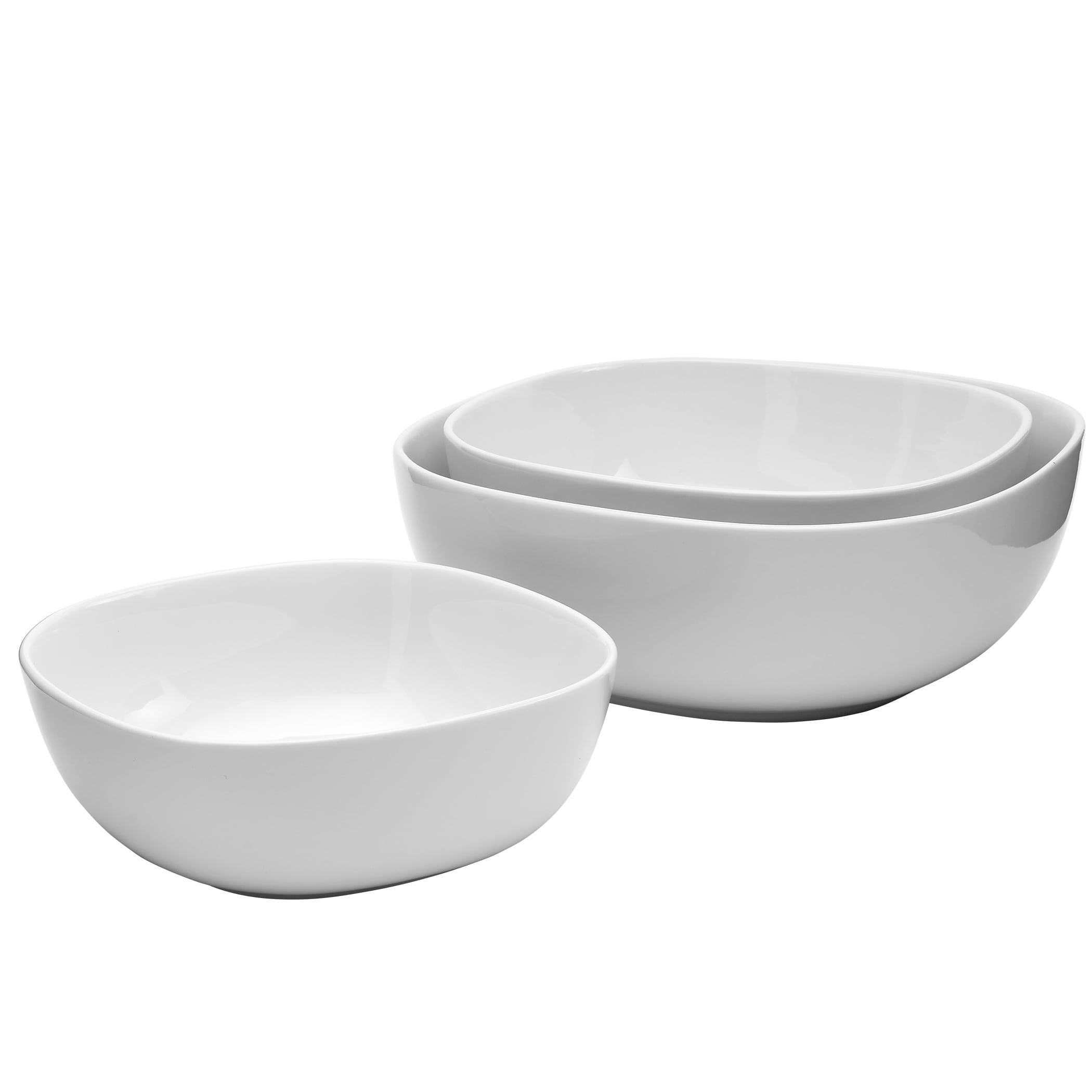 Denmark White Porcelain Chip Resistant Scratch Resistant Grade Serveware, 3 Piece Serving Bowl Set