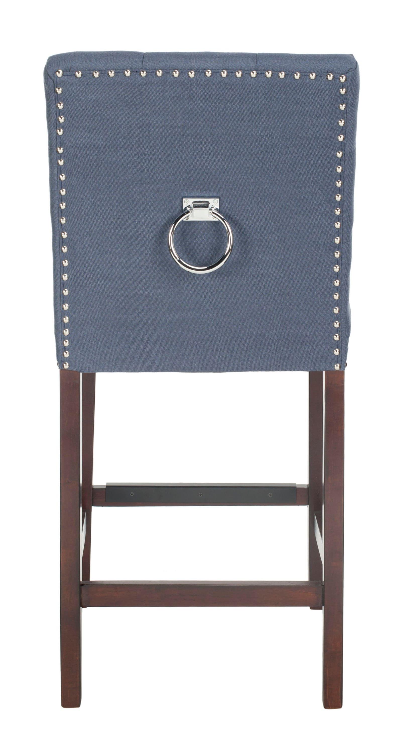 Nikita Counter Stool (Set Of 2) - Navy/Espresso - Safavieh