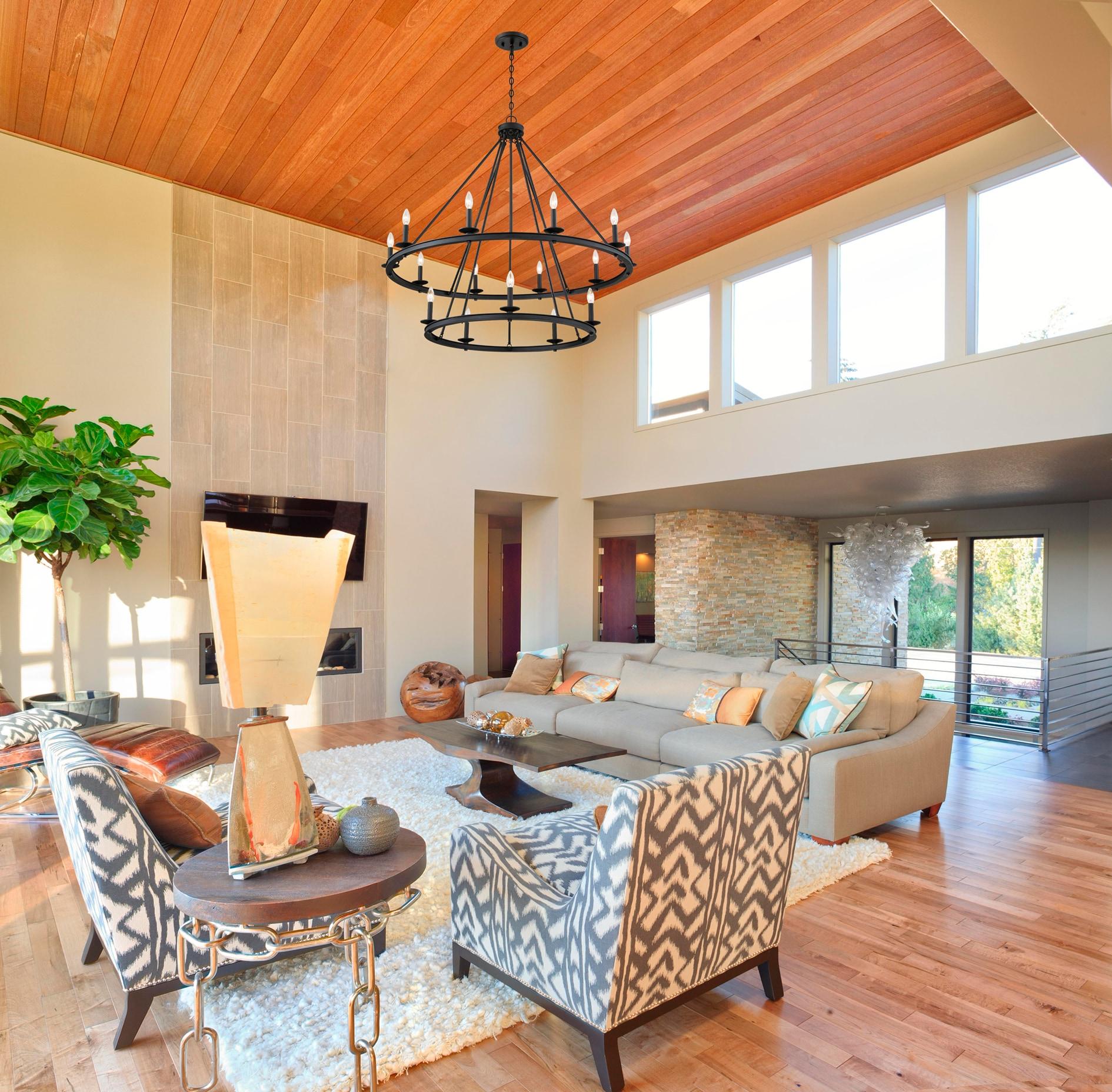 Traditional Fifteen Light Chandelier-Matte Black Finish Bailey Street Home 159-Bel-2893935