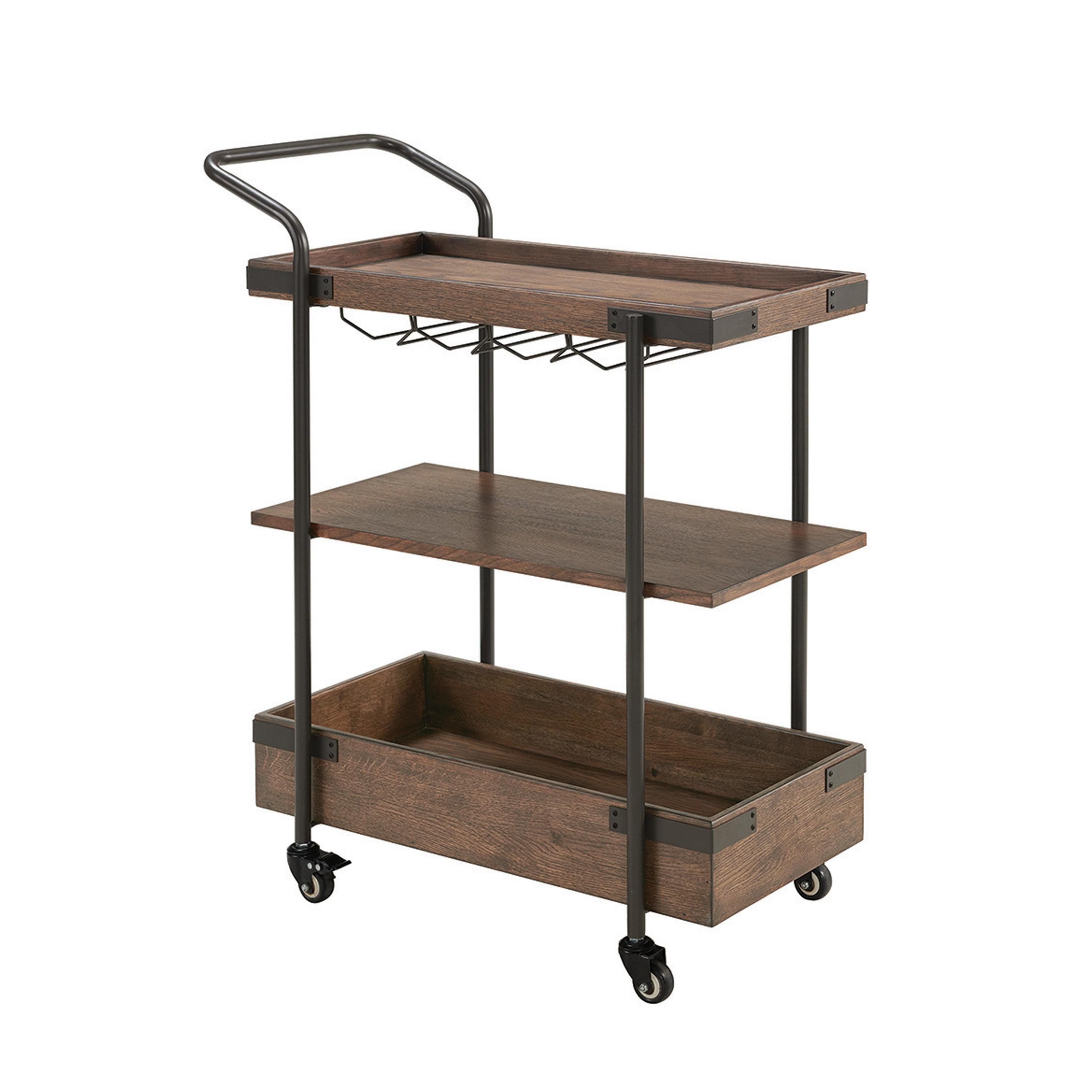 32 in. Kyra Oak & Metal Bar Cart