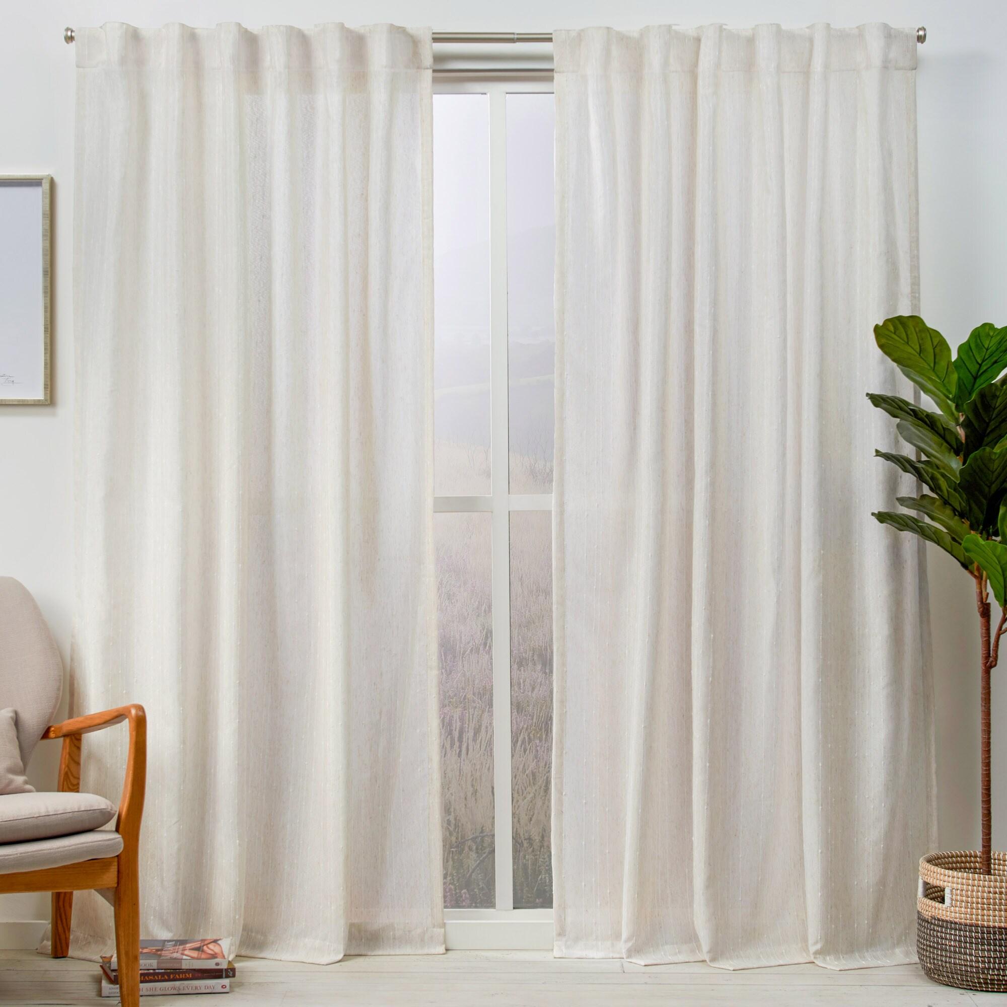 Set of 2 (96"x54") Muskoka Teardrop Slub Embellished Hidden Tab Top Curtain Panel Off White - Exclusive Home: Linen Drapes