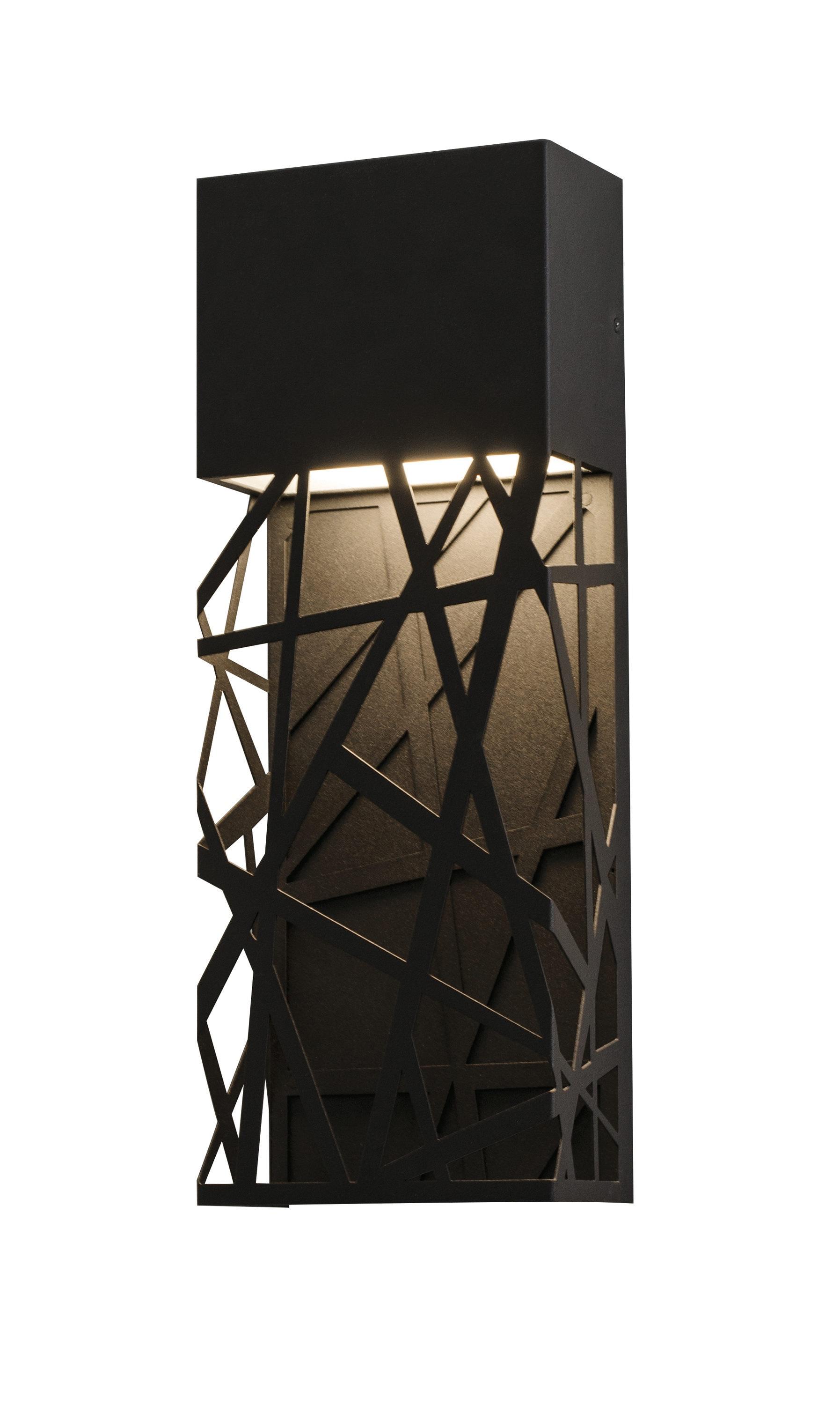 Black 16" Outdoor LED Wall Sconce with Steel Frame