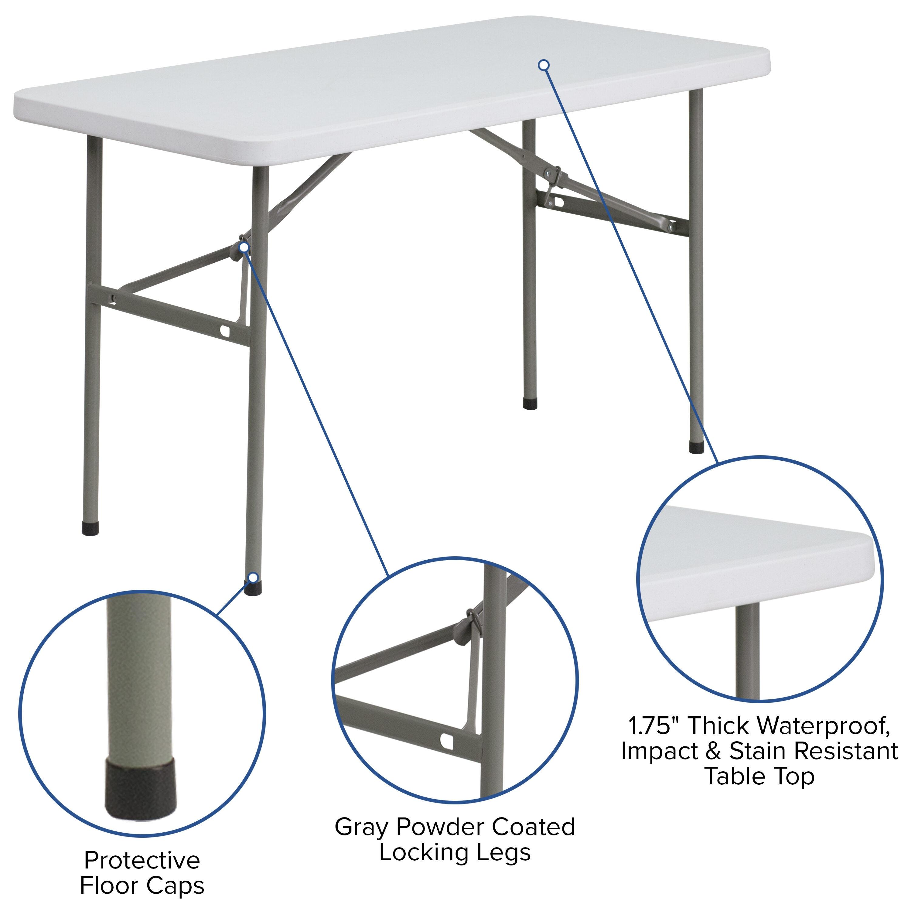 Noah 4' Rectangular Plastic Event Folding Table by Flash Furniture