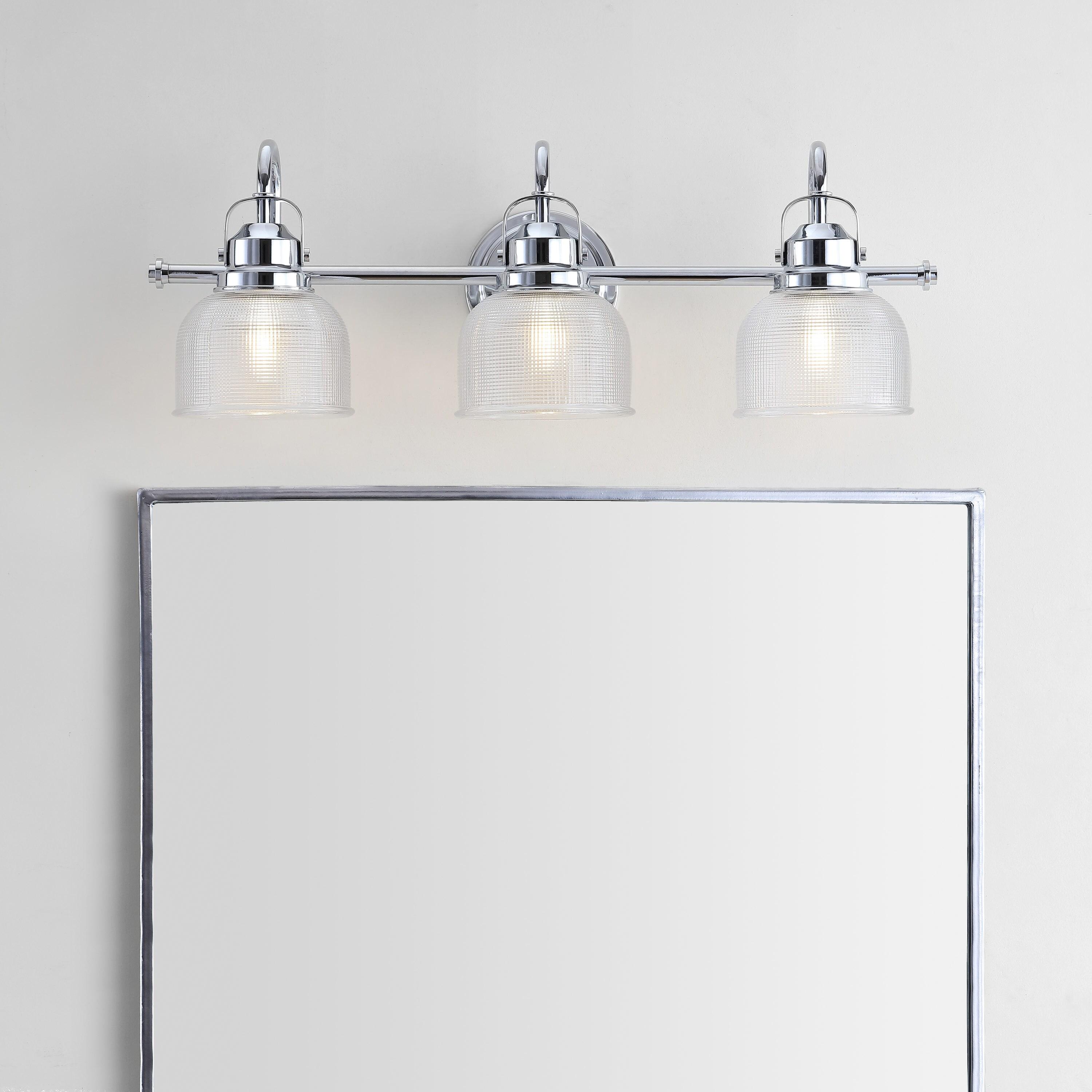 JYL7409A Virginia 25.25" 3-Light Metal/Glass LED Traditional Classic Vanity Light Modern 2700K LED 4W Bulbs Entryway Lobby Kitchen Bathroom Bedroom Living Room Hallway, Chrome