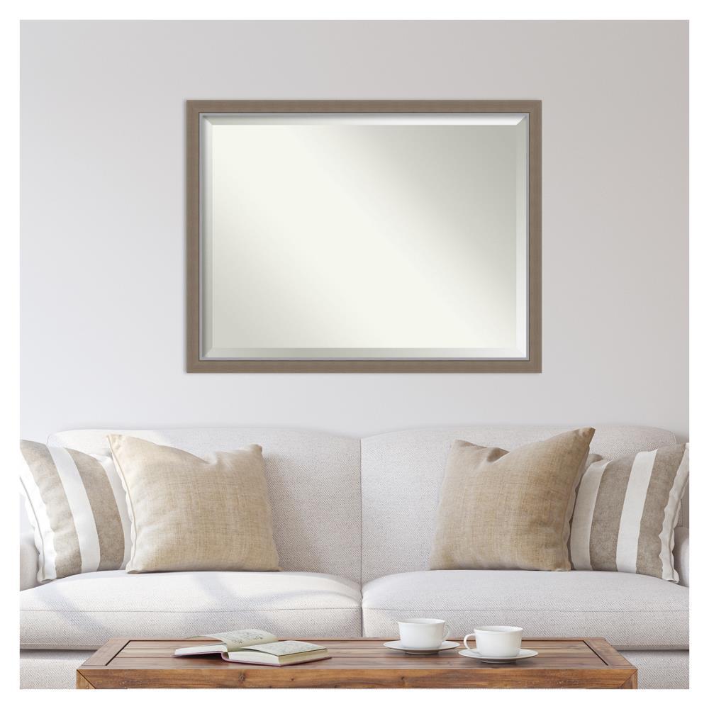 43" x 33" Eva Framed Bathroom Vanity Wall Mirror Brown - Amanti Art: Polystyrene Frame, Beveled Glass, Wall Mount