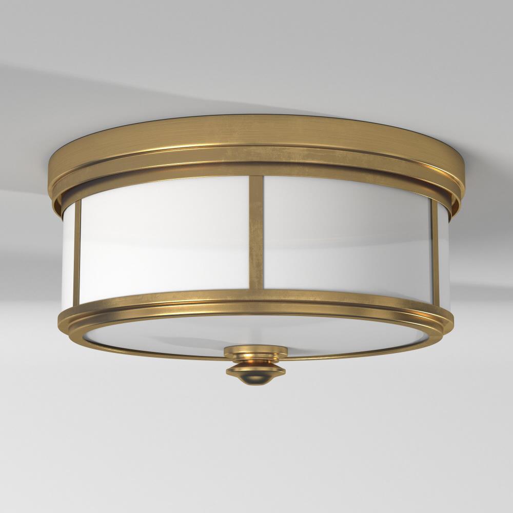 Minka Lavery Modern Ceiling Light Flush Mount Fixture 13 1/2" Liberty Gold Etched Opal Glass Shade for Bedroom Kitchen Living Room
