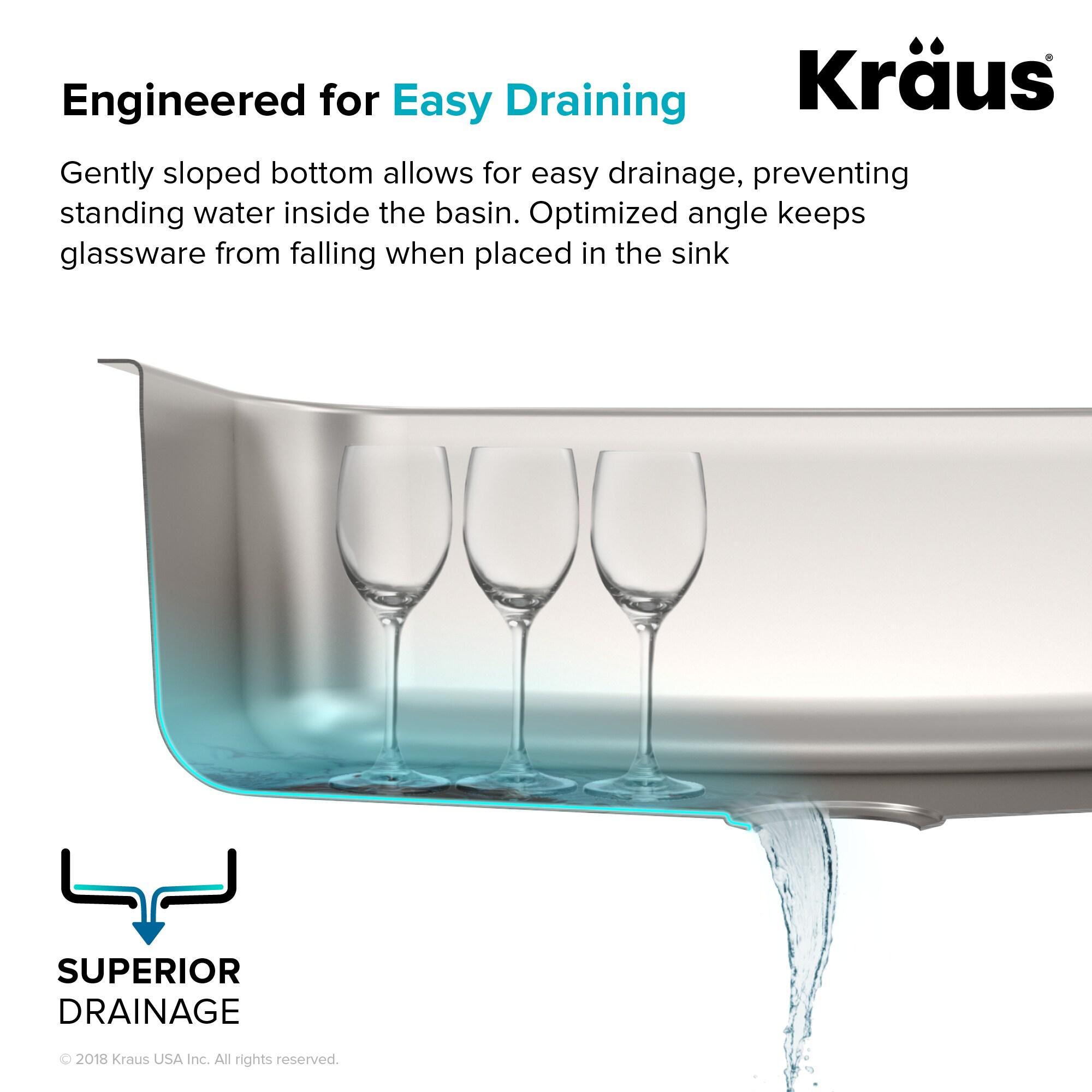 KRAUS Premier 16 Gauge Undermount Single Bowl Stainless Steel Kitchen Sink