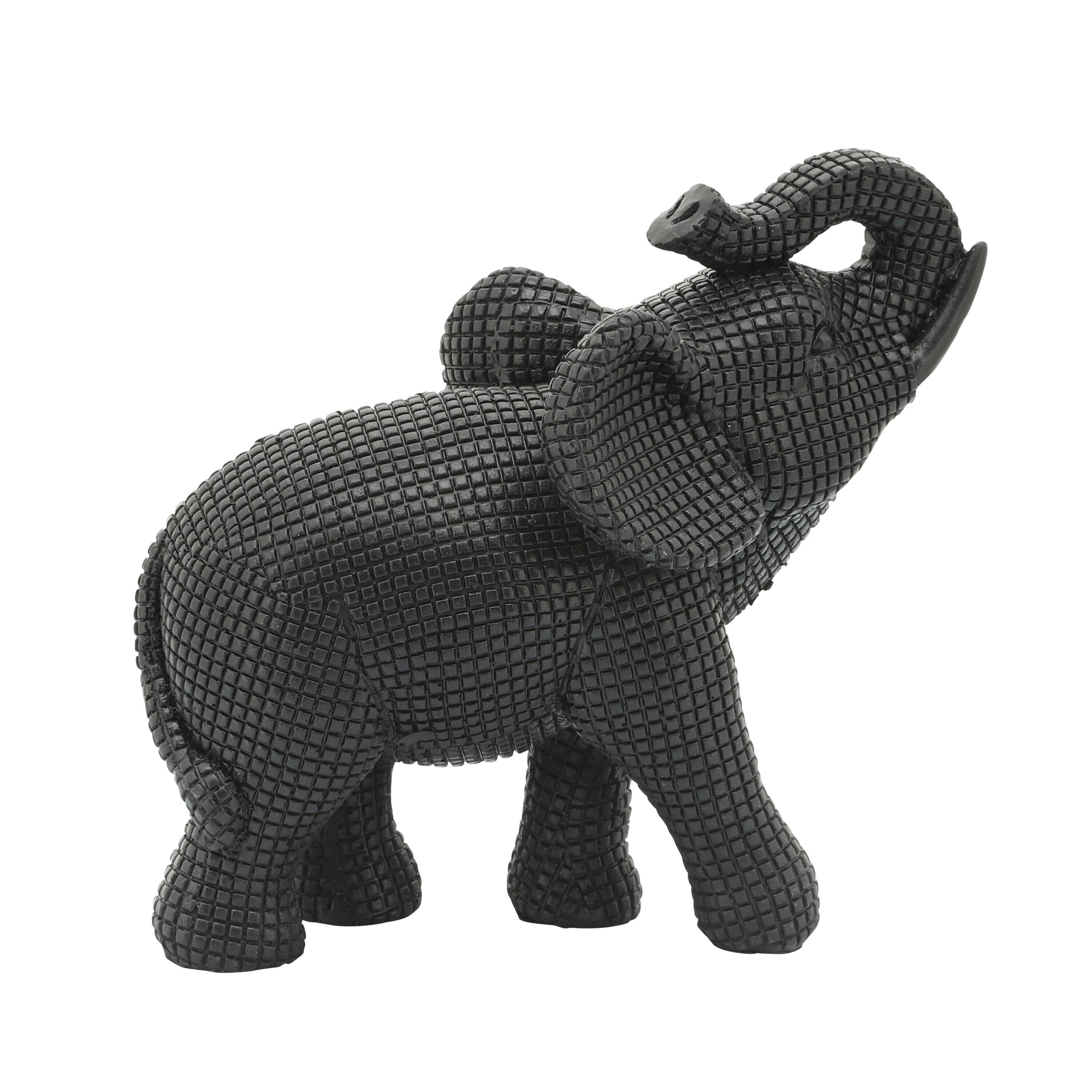 Sagebrook Home 7" Elephant Sculpture - Decorative Polyresin Black Elephant Statue For Home Decor - Table Accent, Desktop Figurine, Creative Home or