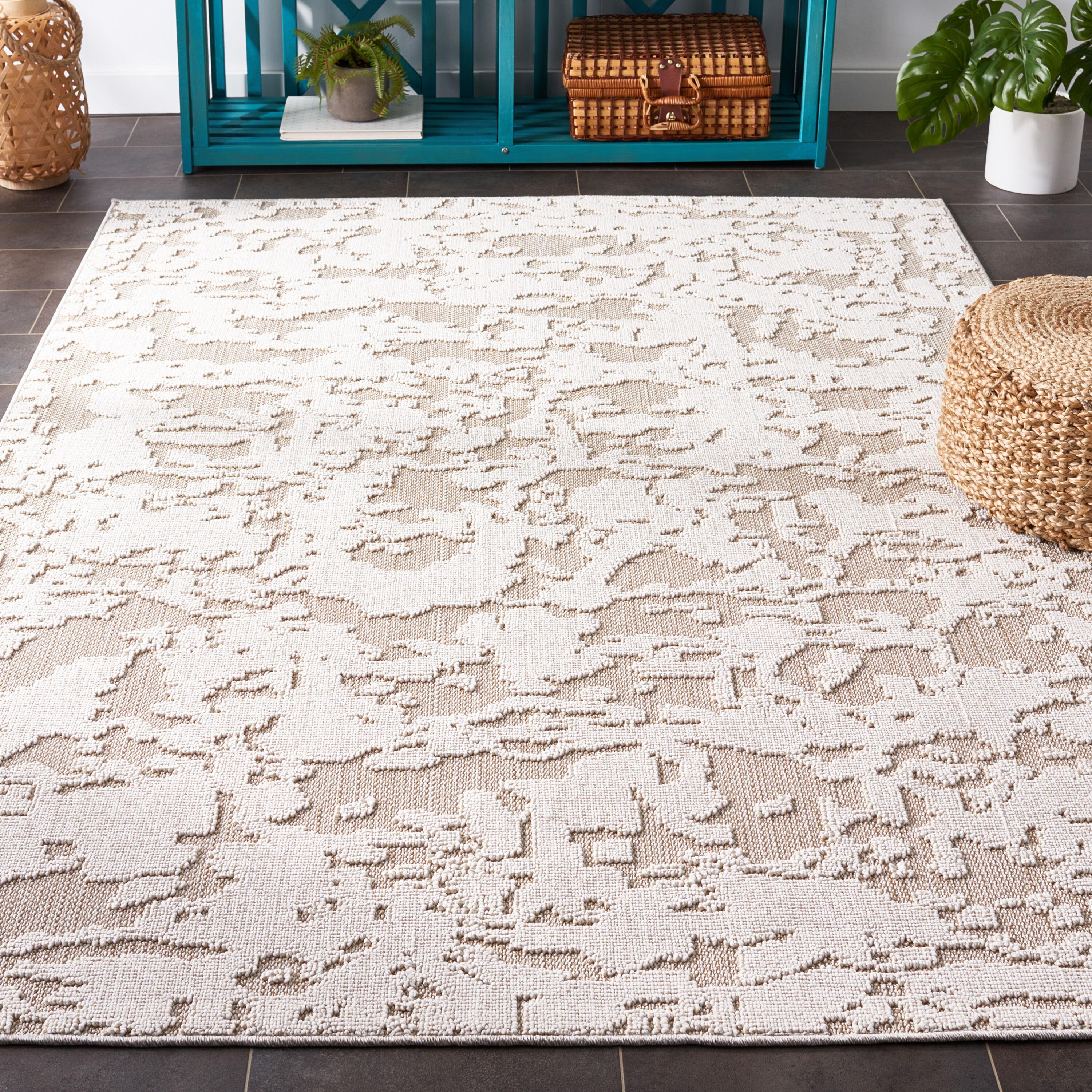 SAFAVIEH Global Herleva Abstract Indoor/Outdoor Area Rug, Beige/Light Beige, 9' x 12'