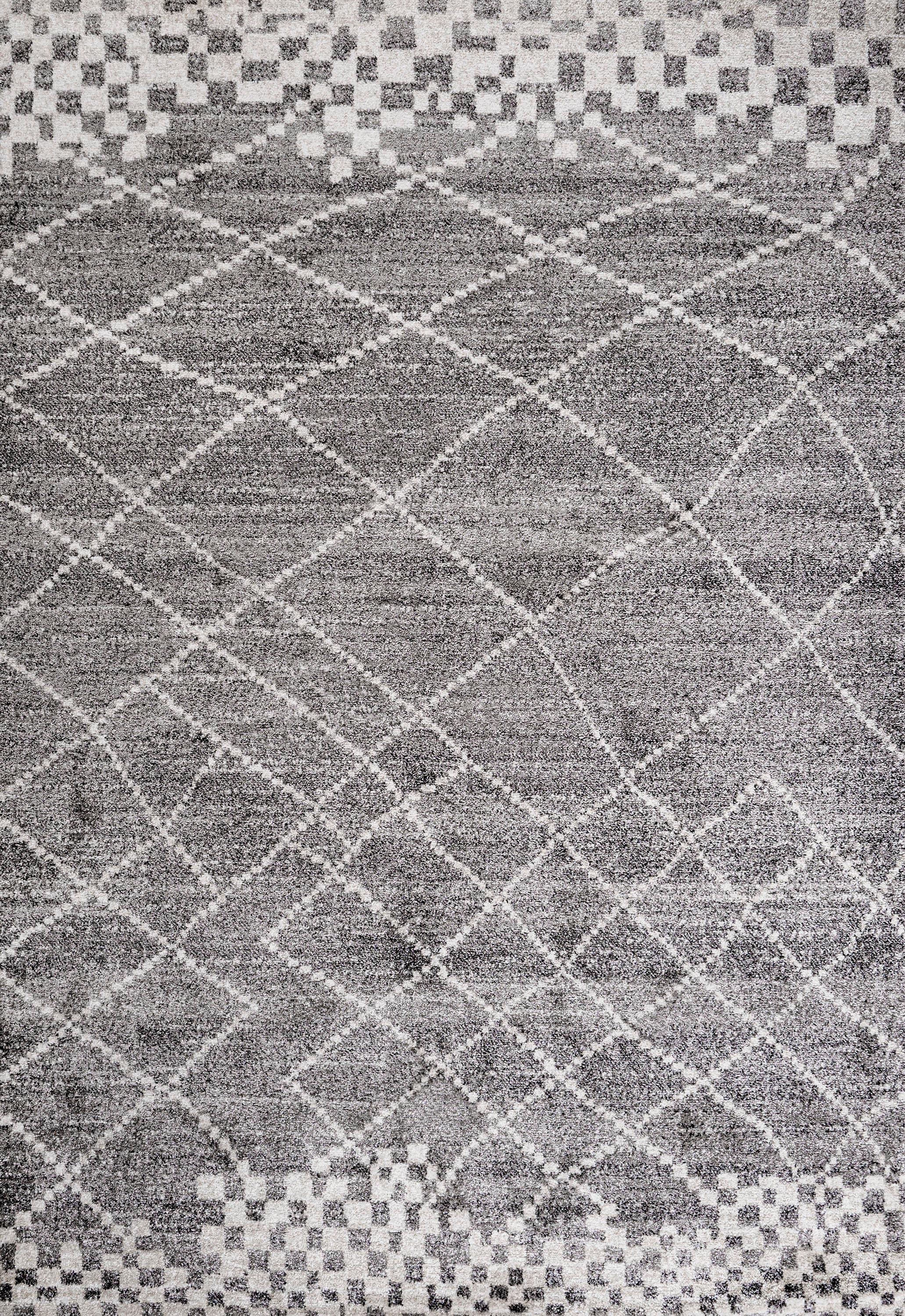 4'x6' Asilah Moroccan Modern Diamond Area Rug, Gray - JONATHAN Y