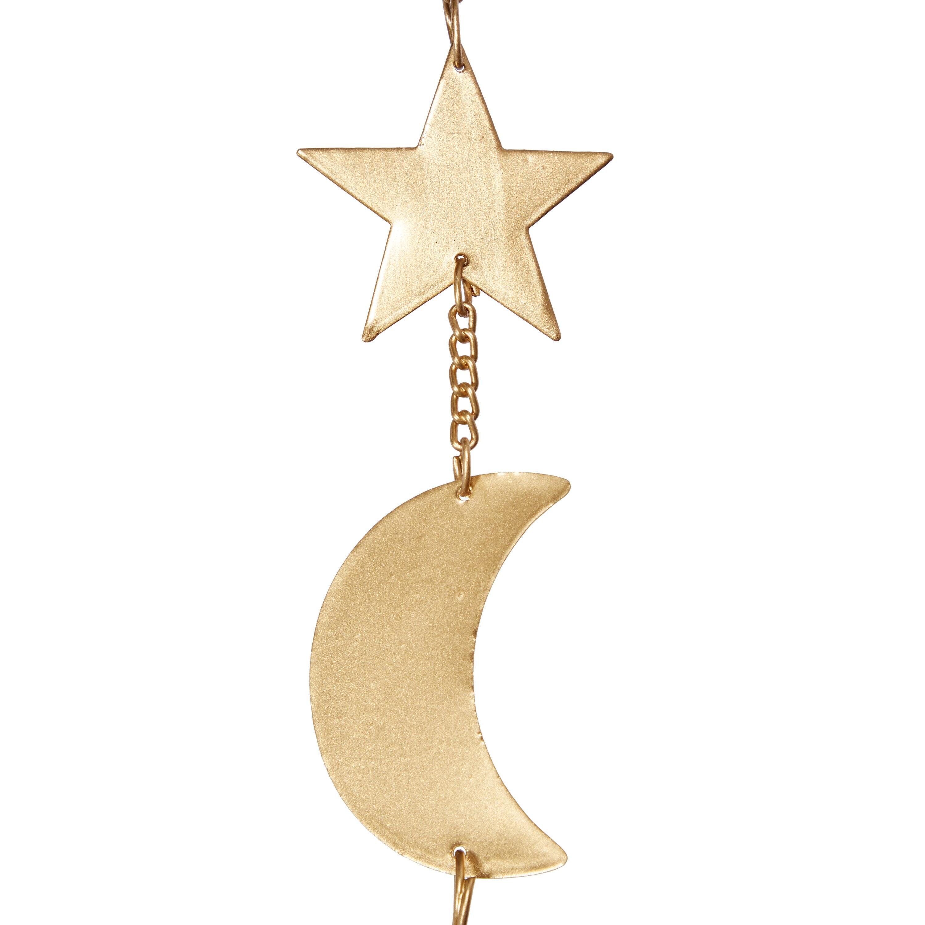 DecMode 39" Gold Metal Moon and Star Windchime