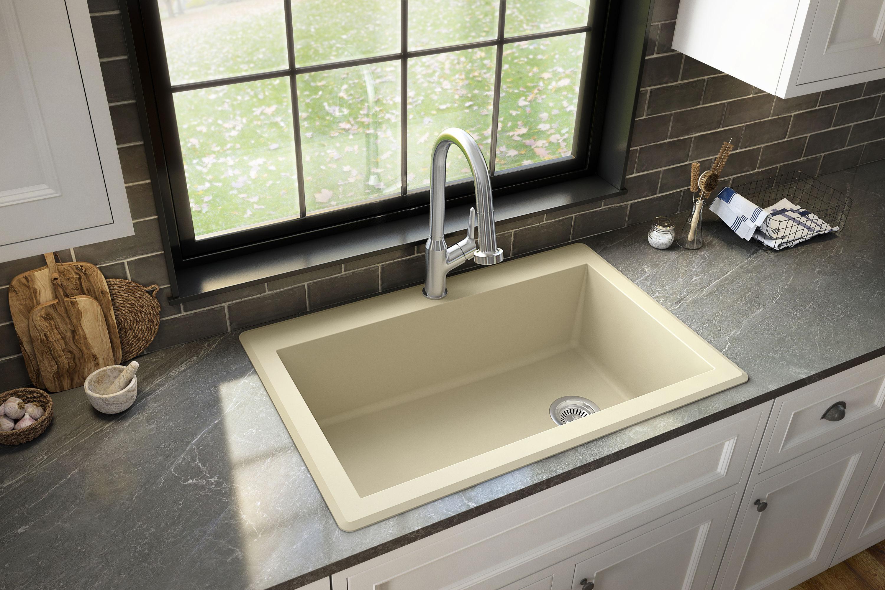 Karran Karran Drop-in Quartz Composite 33'' X 22'' 1-Hole Single Bowl Kitchen Sink QT-670-BI