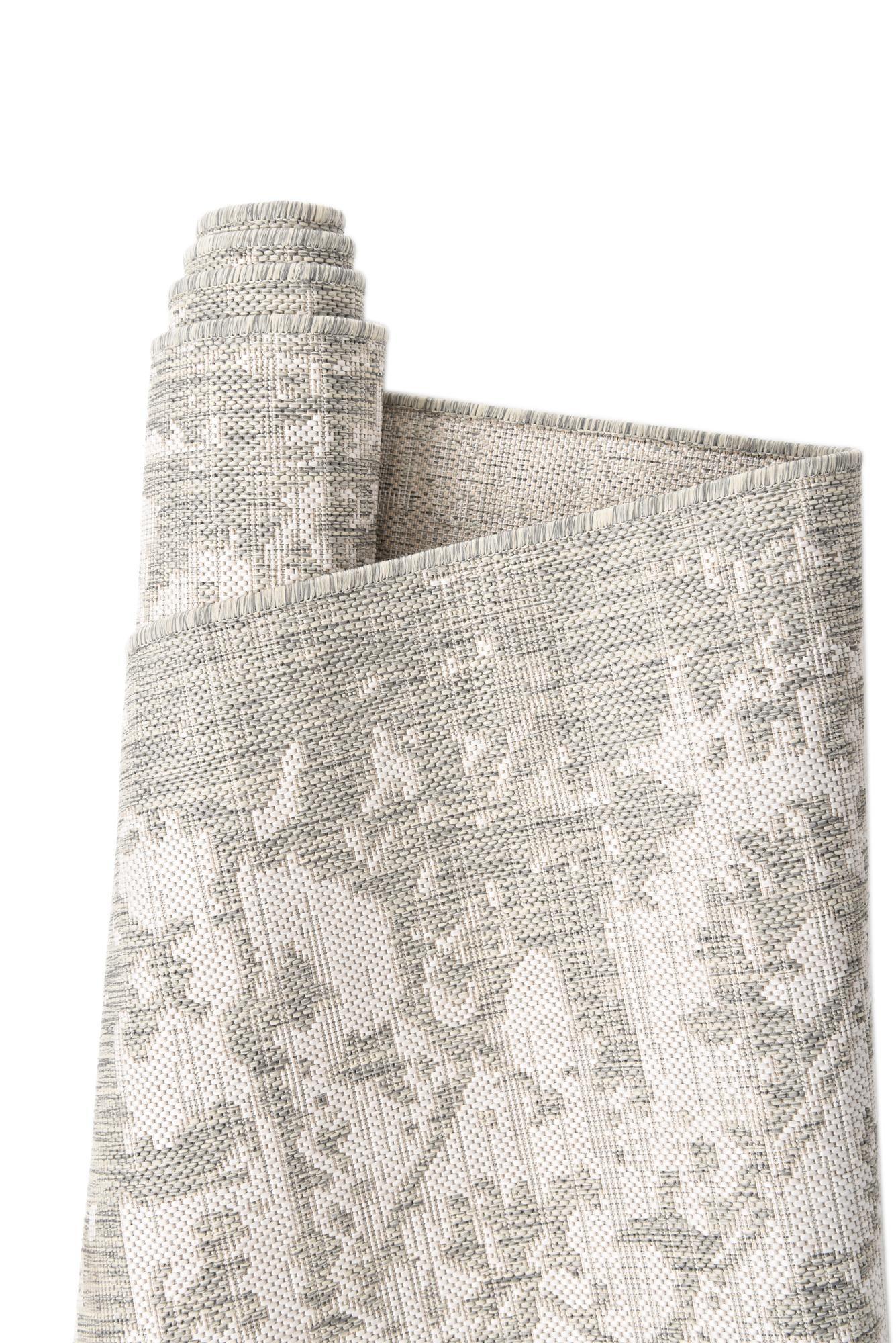 Unique Loom Jill Zarin Outdoor 3 x 5 (ft) Loomed Polypropylene Gray Rectangular Indoor/Outdoor Medallion Area rug