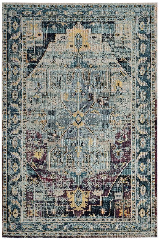 Crystal CRS503 Power Loomed Indoor Area Rug - Teal/Purple - 5'x8' - Safavieh