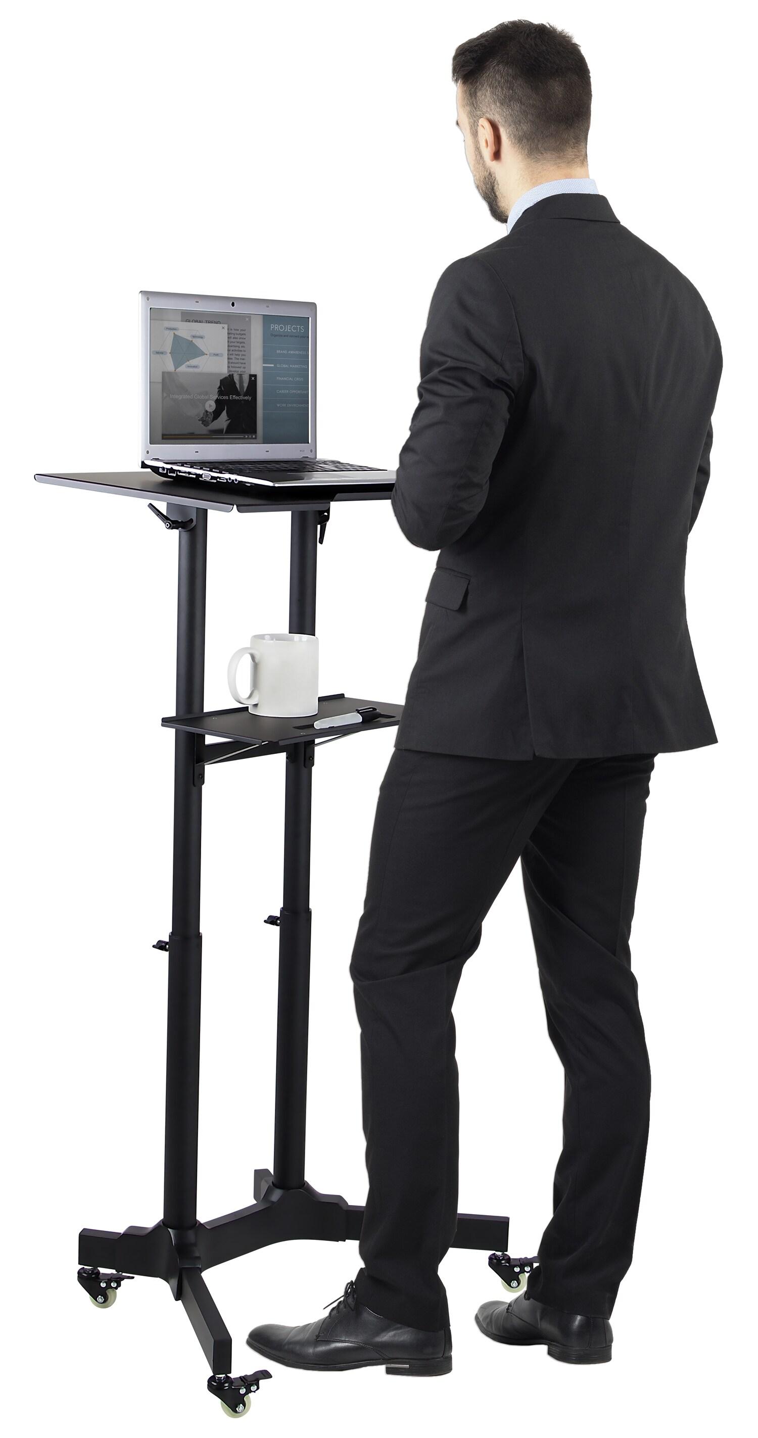 Mount-It! Mobile Standing Height Desk, Portable Podium and Rolling Presentation Lectern