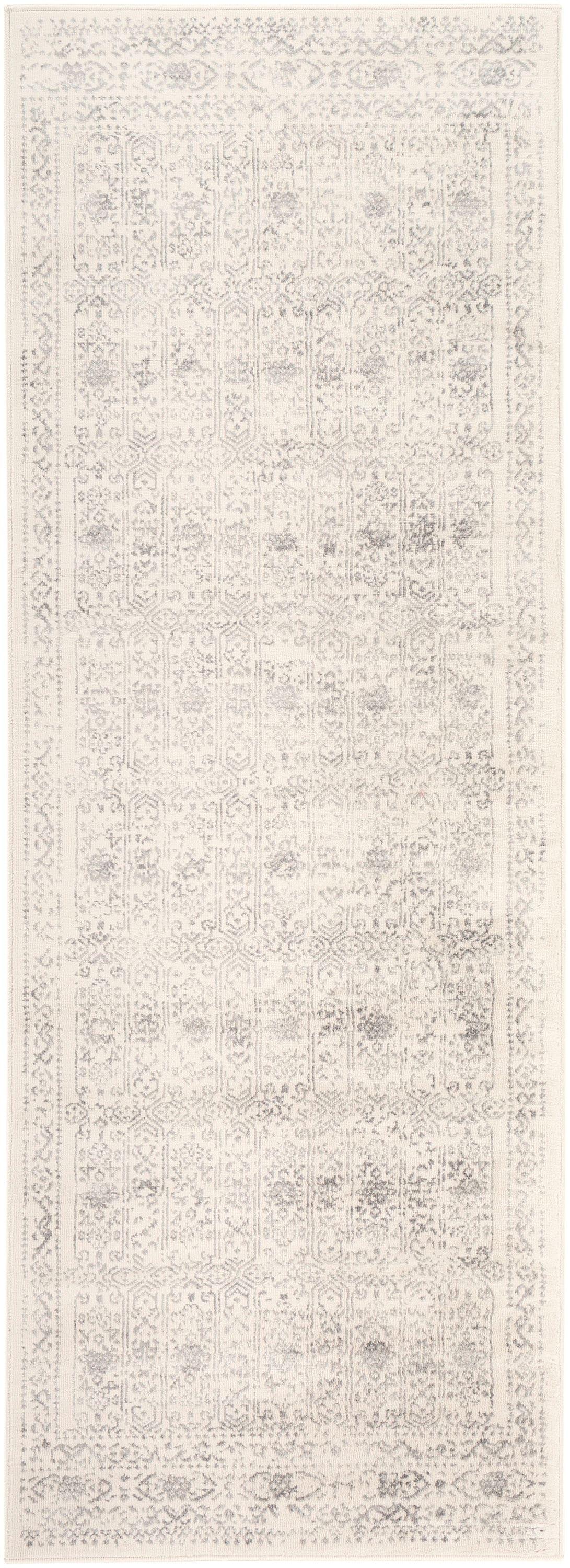 Livabliss Roma 3 x 8 (ft) Loomed Polypropylene Gray Rectangular Indoor Medallion Oriental Area rug