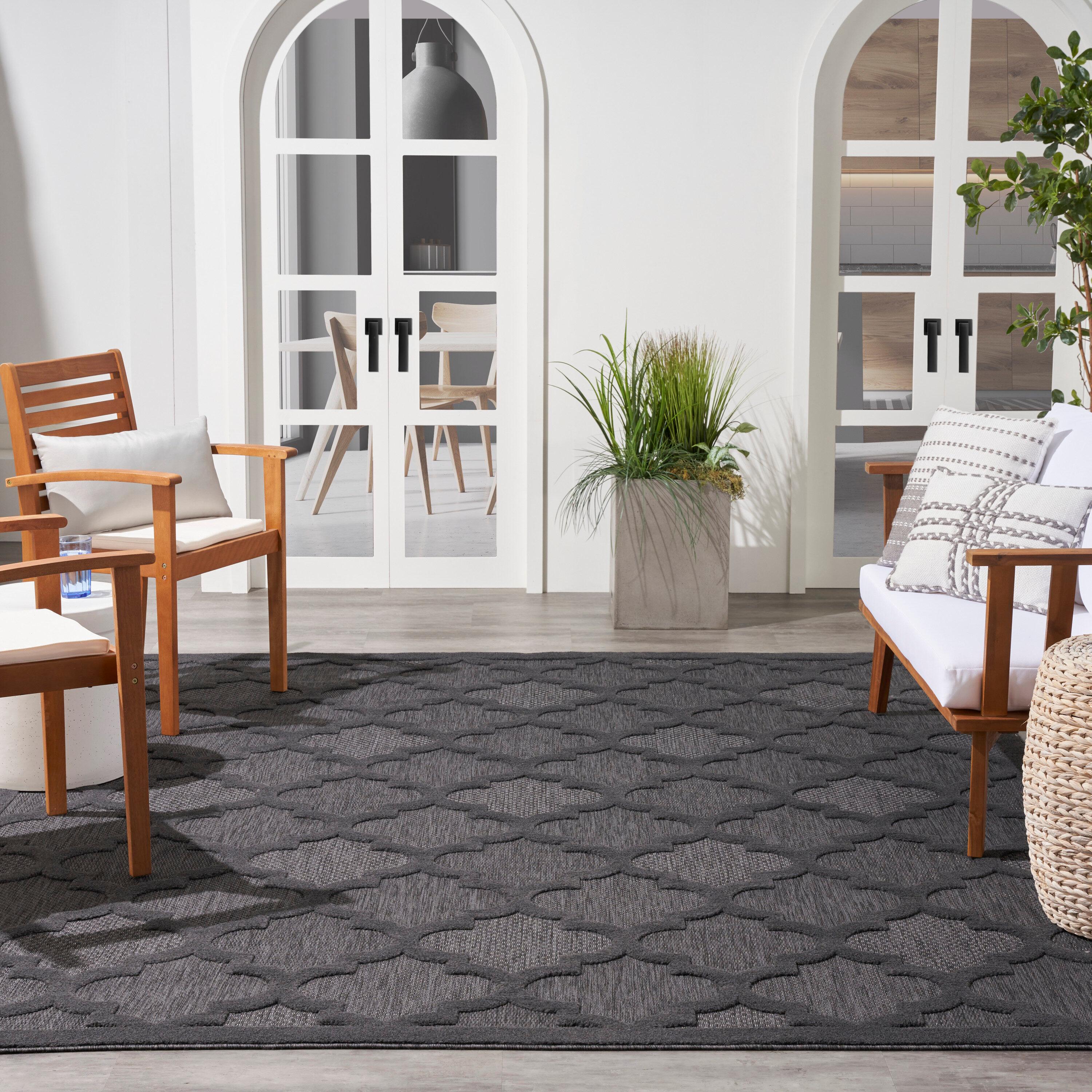 Nourison Easy Care 7' x 10' Charcoal/Black Indoor/Outdoor Rug