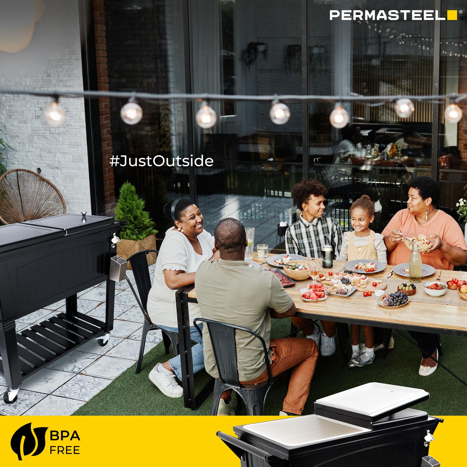 Permasteel Permasteel 80 Qt. Furniture Style Rolling Patio Cooler