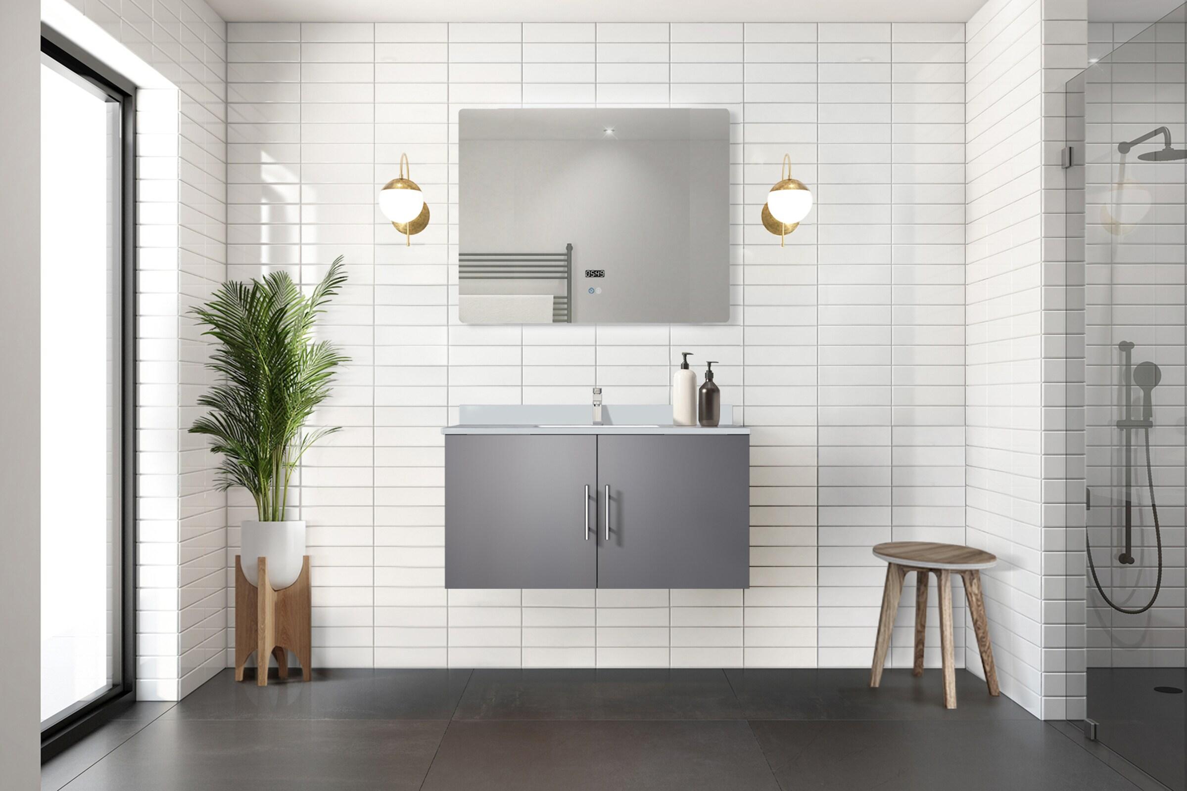 Geneva 36 in. W Dark Grey Bath Vanity and Cultured Marble Top