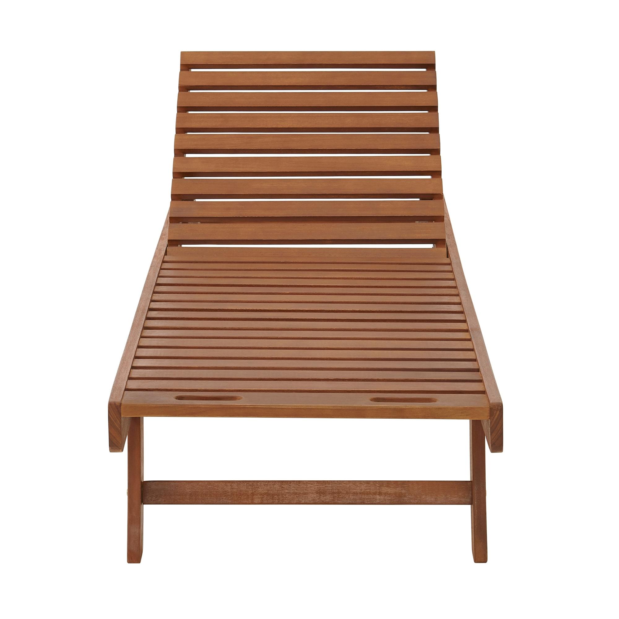 Caspian 73" Wide 2Pc Eucalyptus Wood Outdoor Lounge Chair