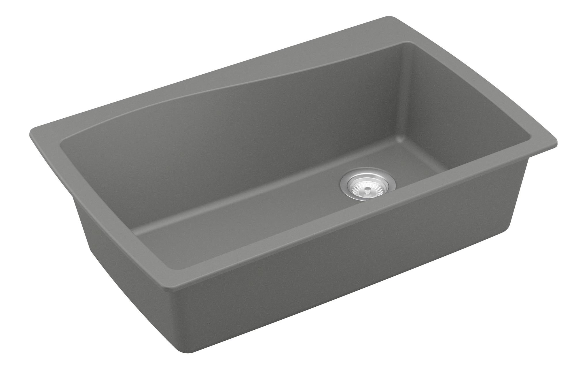 Karran Karran Drop-in Quartz Composite 34'' X 22'' 1-Hole Single Bowl Kitchen Sink QT-722-GR