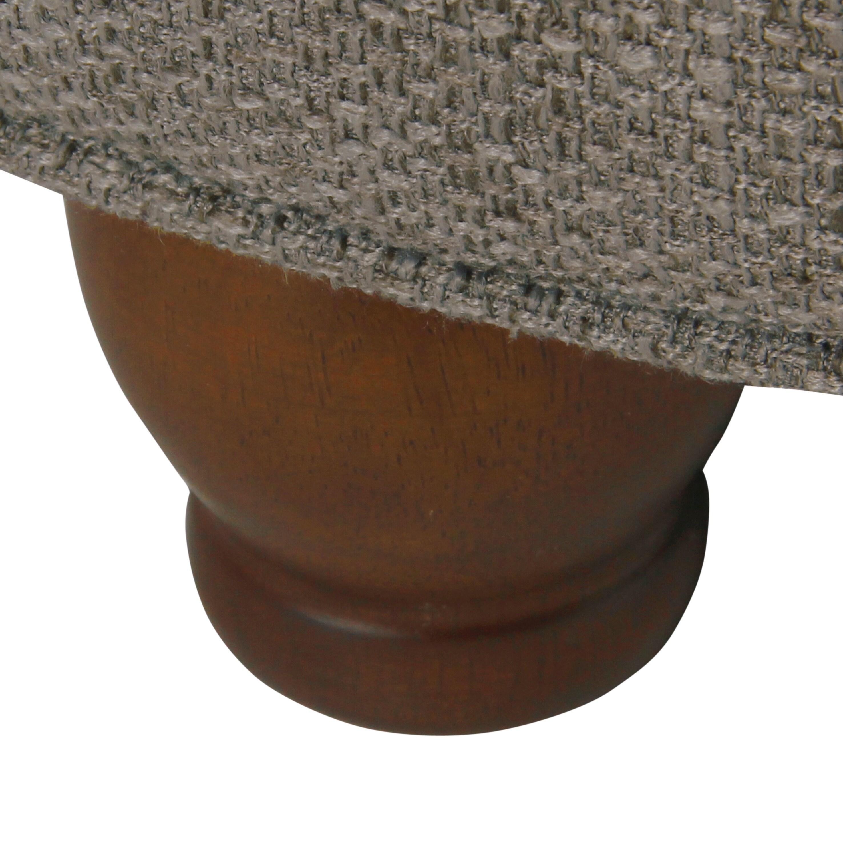 Large Tufted Round Storage Ottoman with Lid & Wood Legs - HomePop