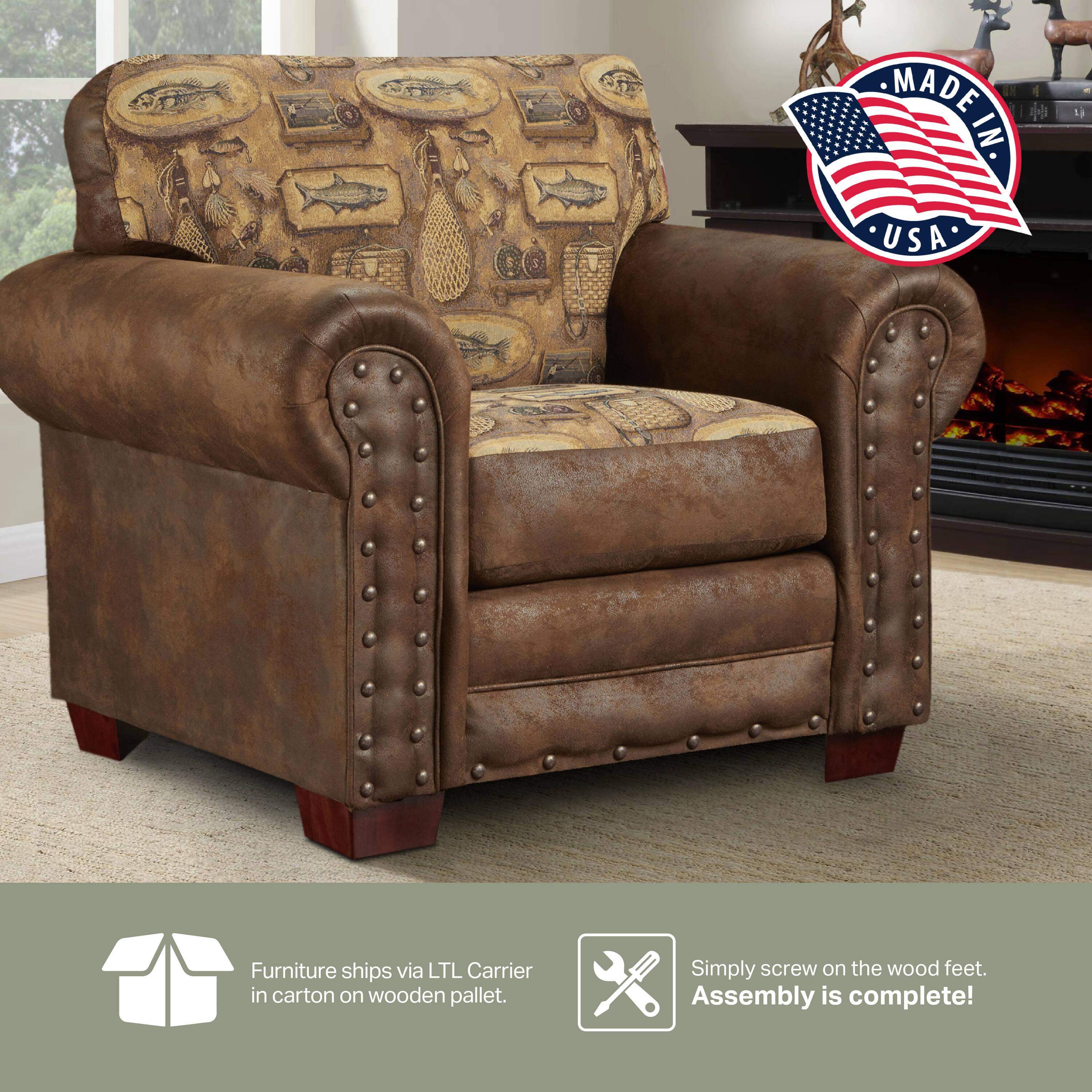 American Furniture Classics Microfiber Alpine Lodge Arm Chair in Brown