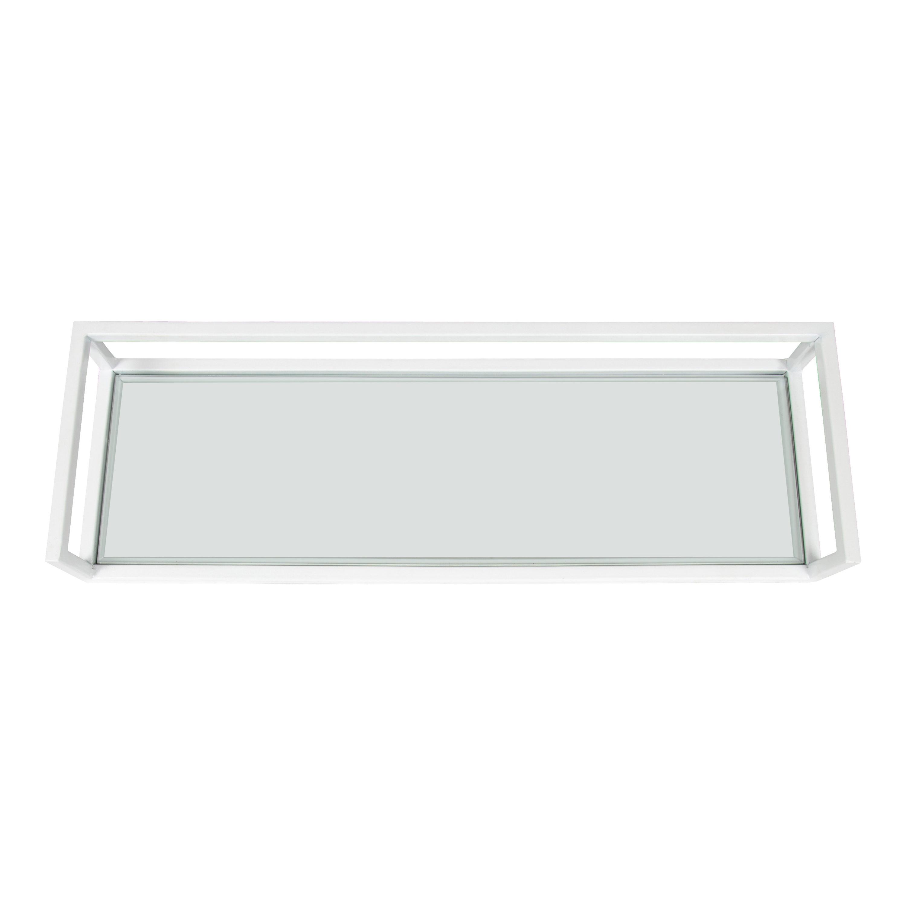 24" x 8" x 3" Blex Metal and Glass Wall Shelf White - Kate & Laurel All Things Decor: No Assembly, Open Shelving Design