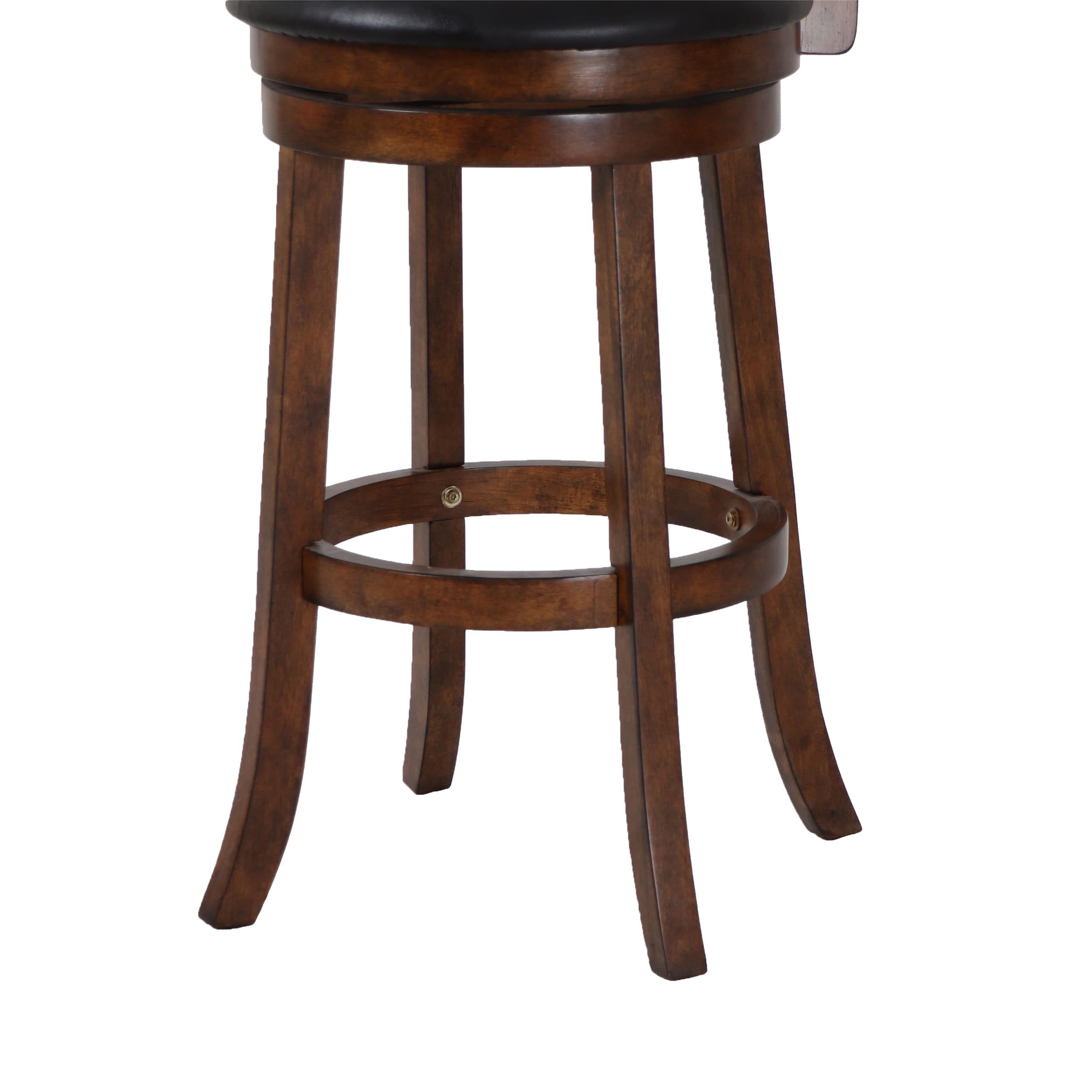 New Classic Furniture, Bristol Wood Swivel Bar Stool with PU Seat in Dark Brown, Brown