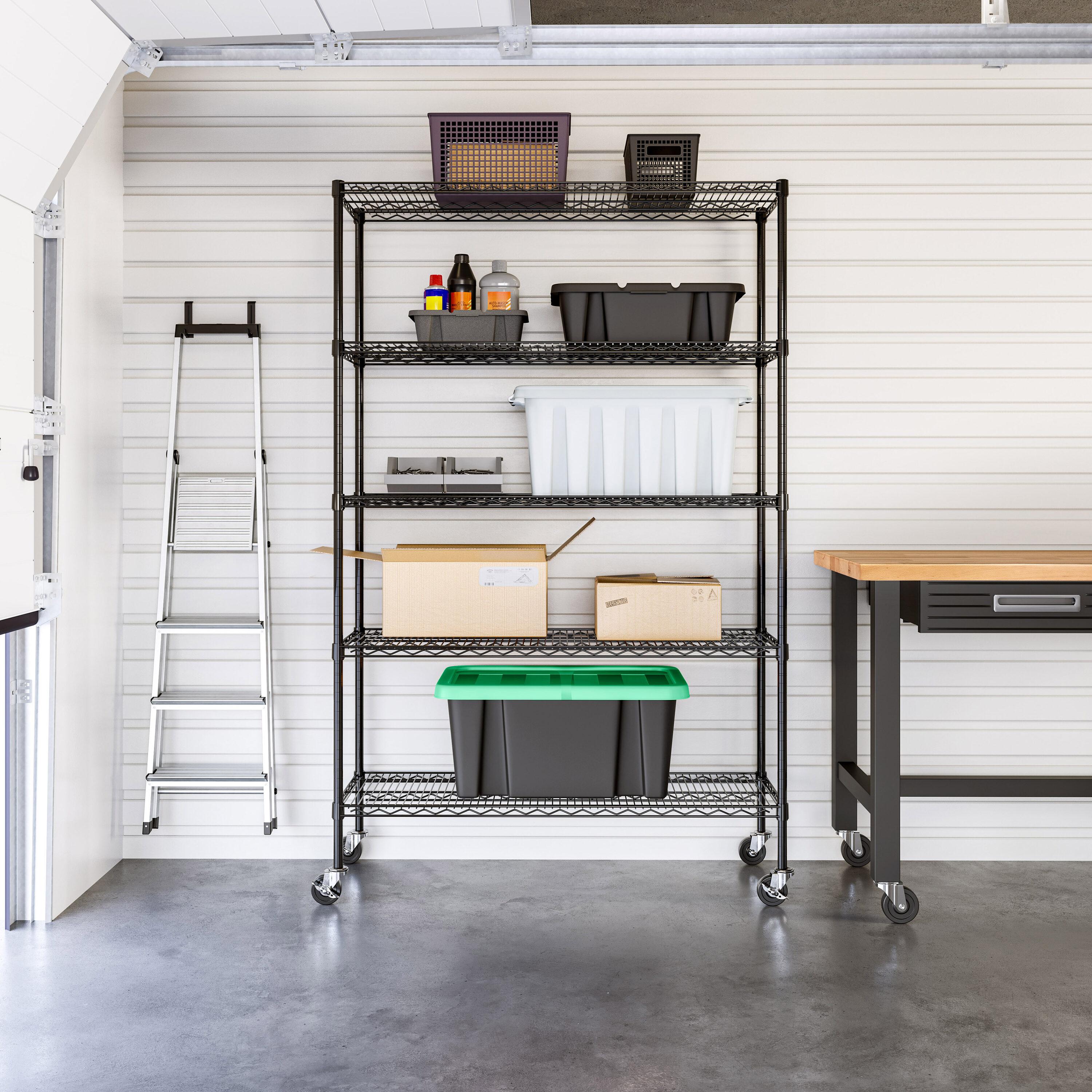 UltraDurable 48'' W x 18" D 5-Tier NSF-Certified Steel Shelving with Wheels