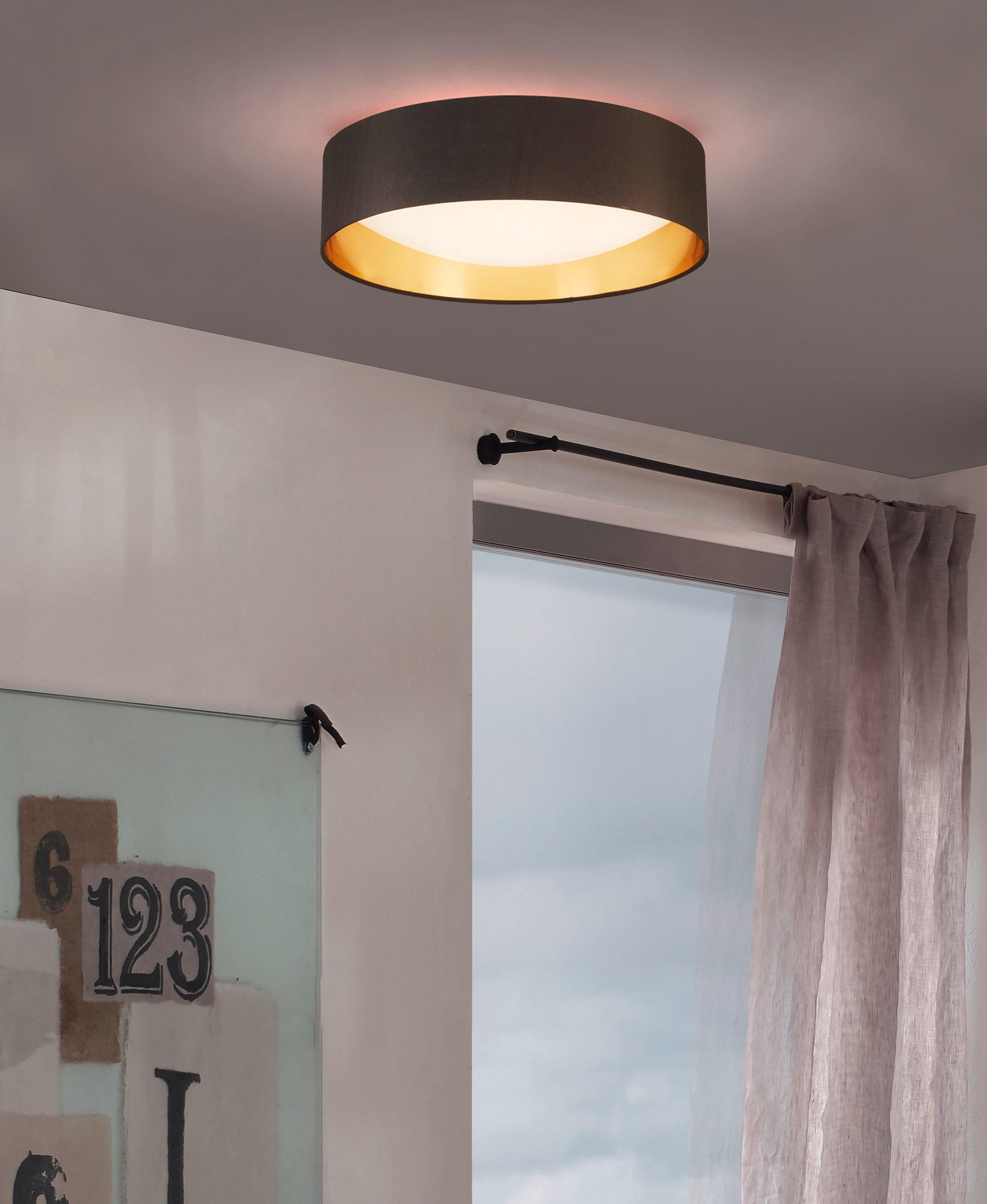 Eglo Lighting Orme 16 Inch Flush Mount Ceiling Light Fixture, Black & Gold