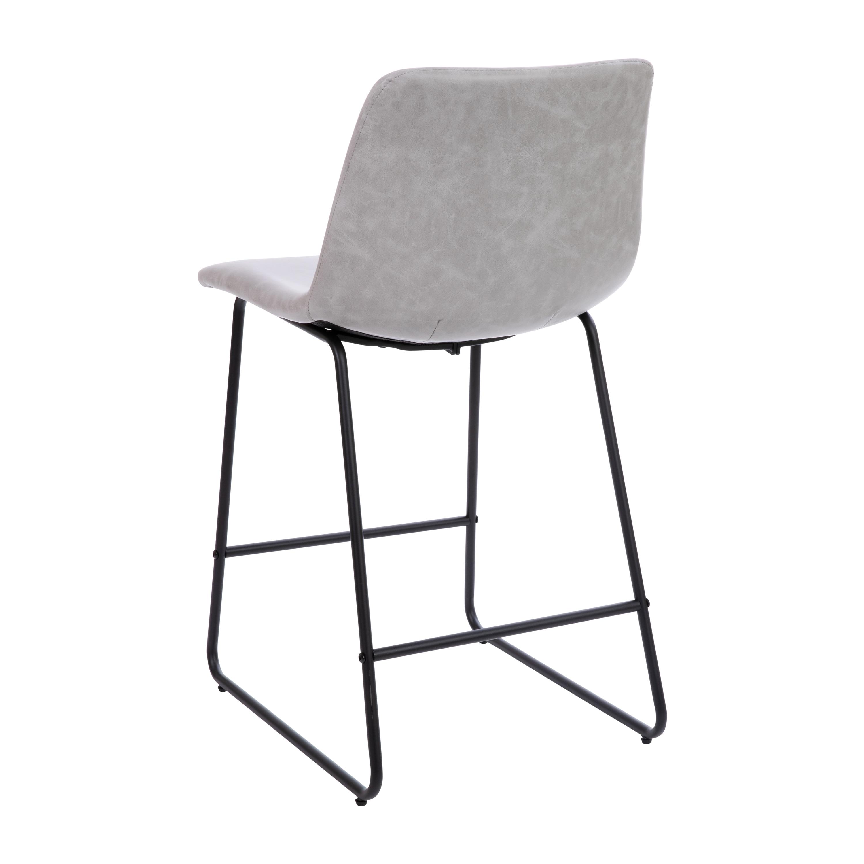Flash Furniture Reagan 24 inch LeatherSoft Counter Height Barstools in Light Gray, Set of 2