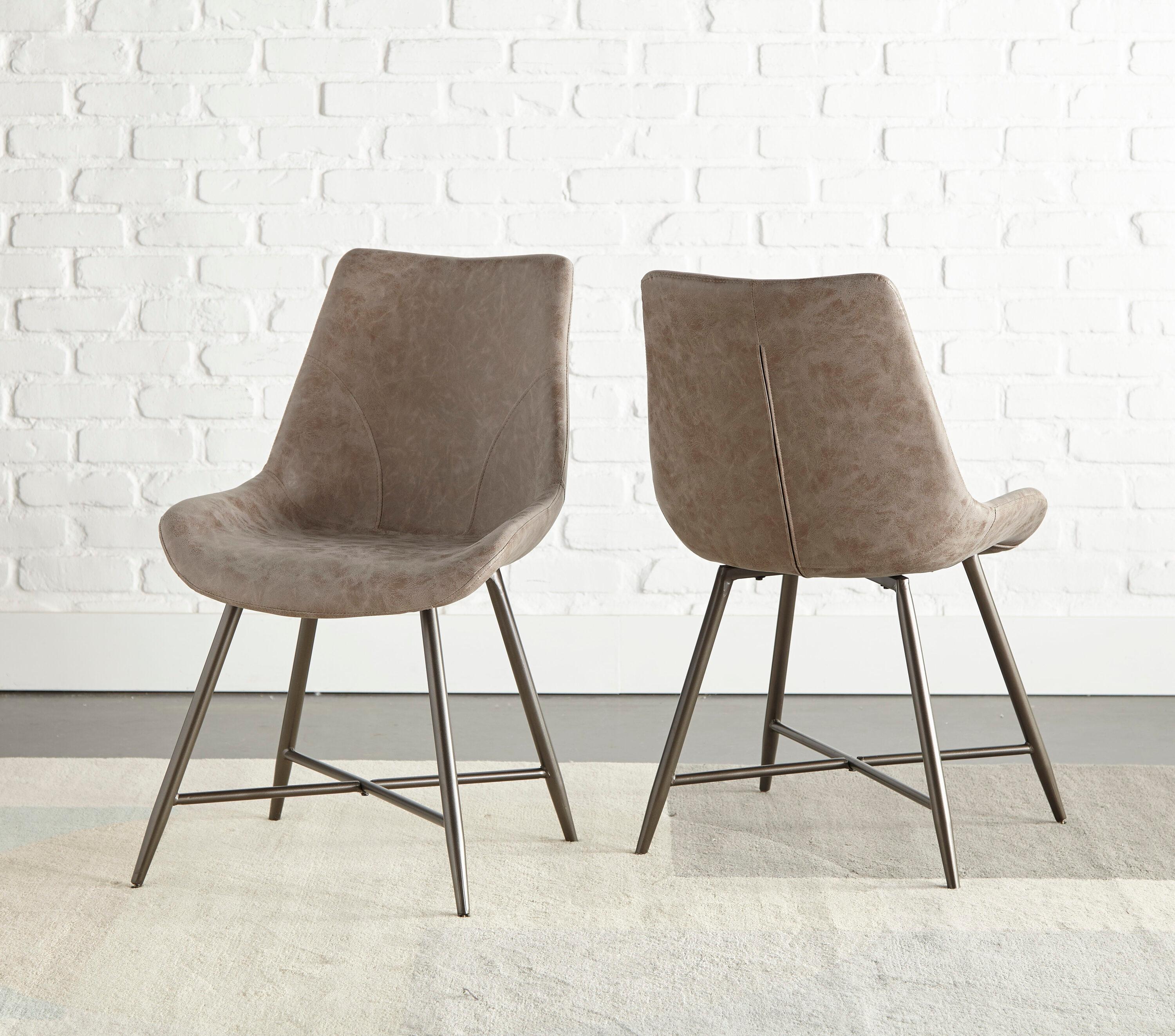 Set of 2 18" Ramona Side Chair Brown - Steve Silver Co.: Mid-Century Faux Leather, Metal Legs