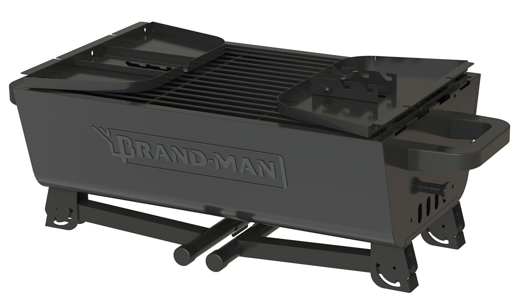 Brand-Man 2 in 1 Charcoal Grill with Rotisserie Grill Kit, Portable ‎Enameled Steel Barbecue Grill, Stainless Steel Spit Roaster with Motor & Adjustable Height for Backyard Camping Patio Tailgating