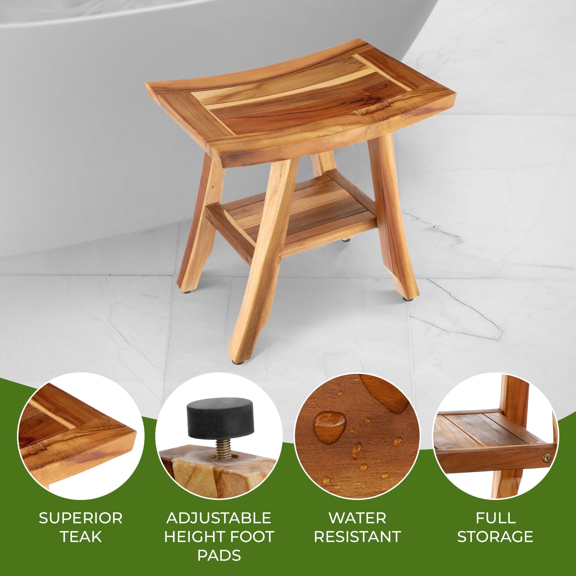 EcoDecors Satori - Teak Shower Bench, Teak Bench Shower, Teak Bathroom Bench, Teak Wood Shower Bench, in Woodland Brown