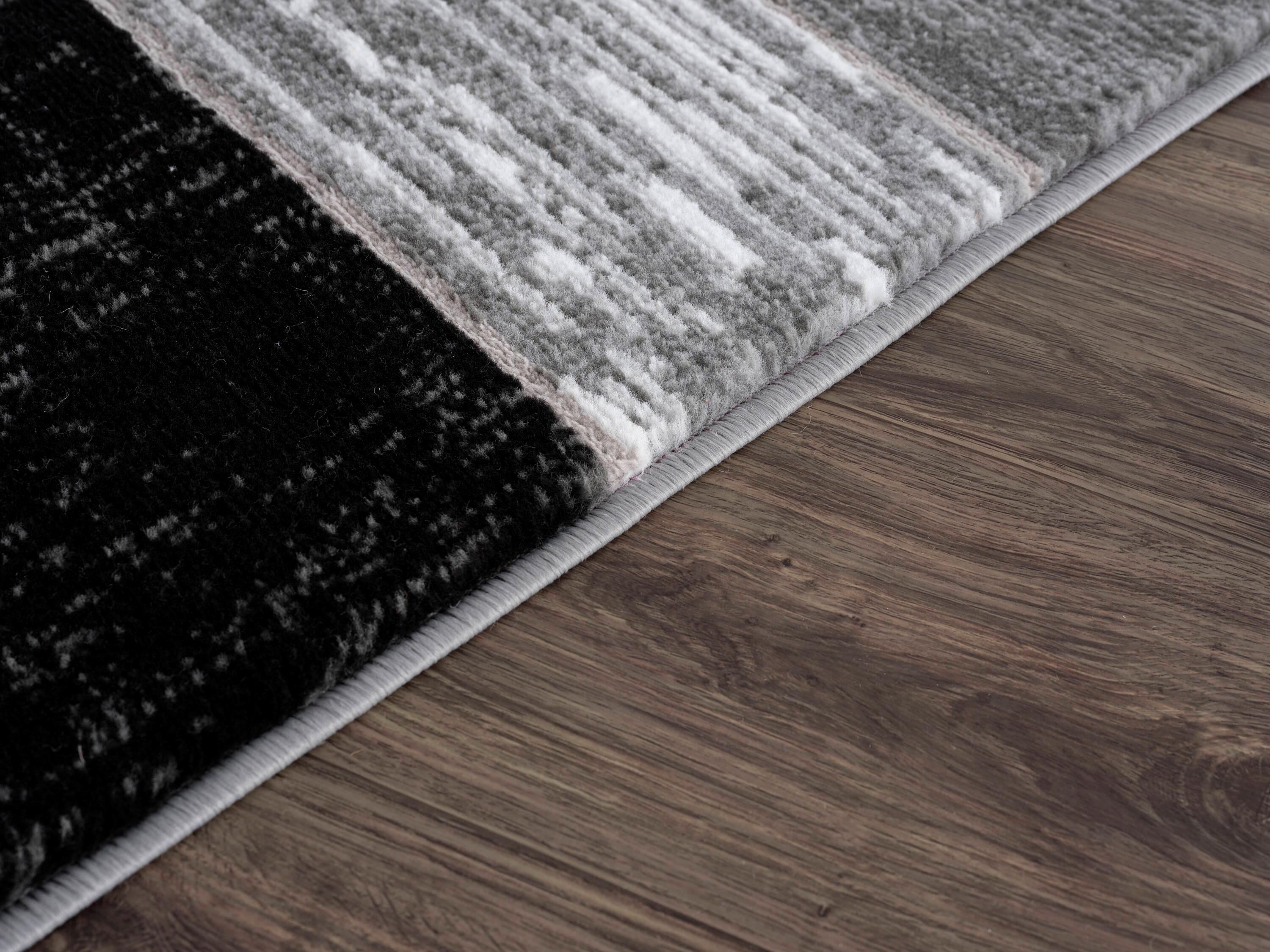 L'Baiet Verena Black Grey Graphic Geometric Color Block Mid-Century Modern Indoor 2' x 3' Area Rug