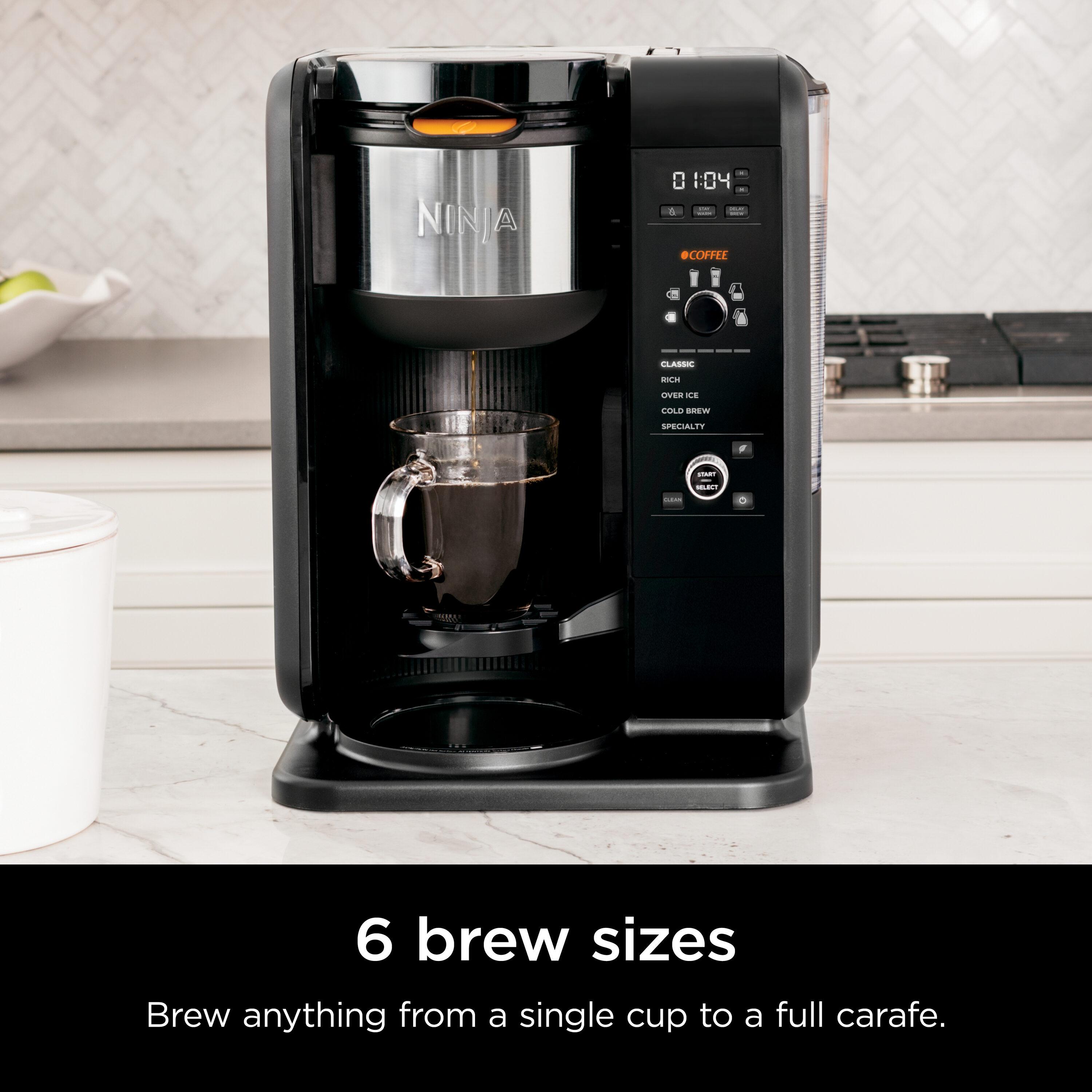 Ninja® Hot & Cold Brew System Tea & Coffee Maker with Auto-iQ®, 6 Sizes, 5 Styles, 5 Tea Settings, 50 oz. Thermal Carafe, Frother, Coffee & Tea Baskets, Dishwasher Safe Parts