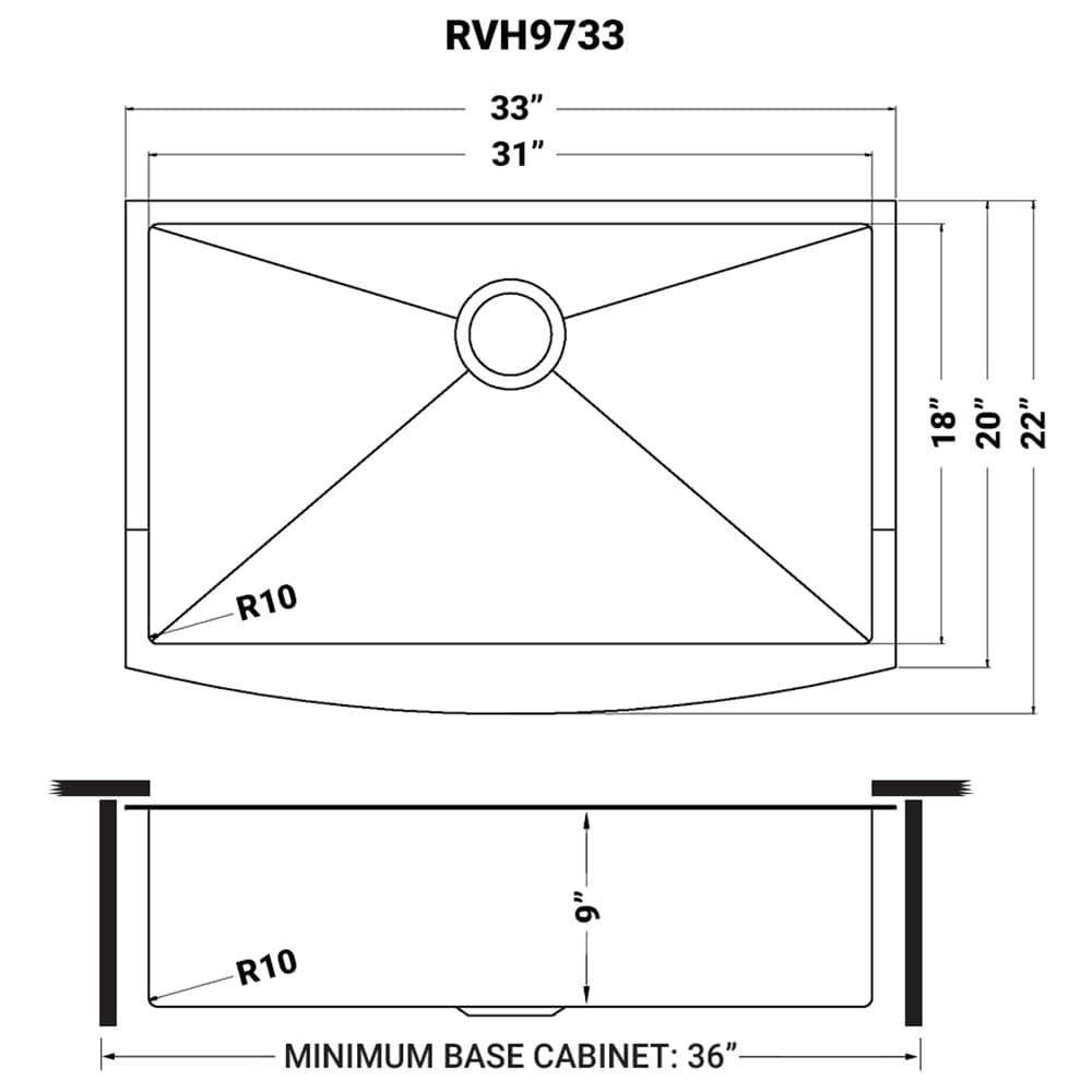 Ruvati 33-inch Apron-Front Farmhouse Kitchen Sink -Stainless Steel