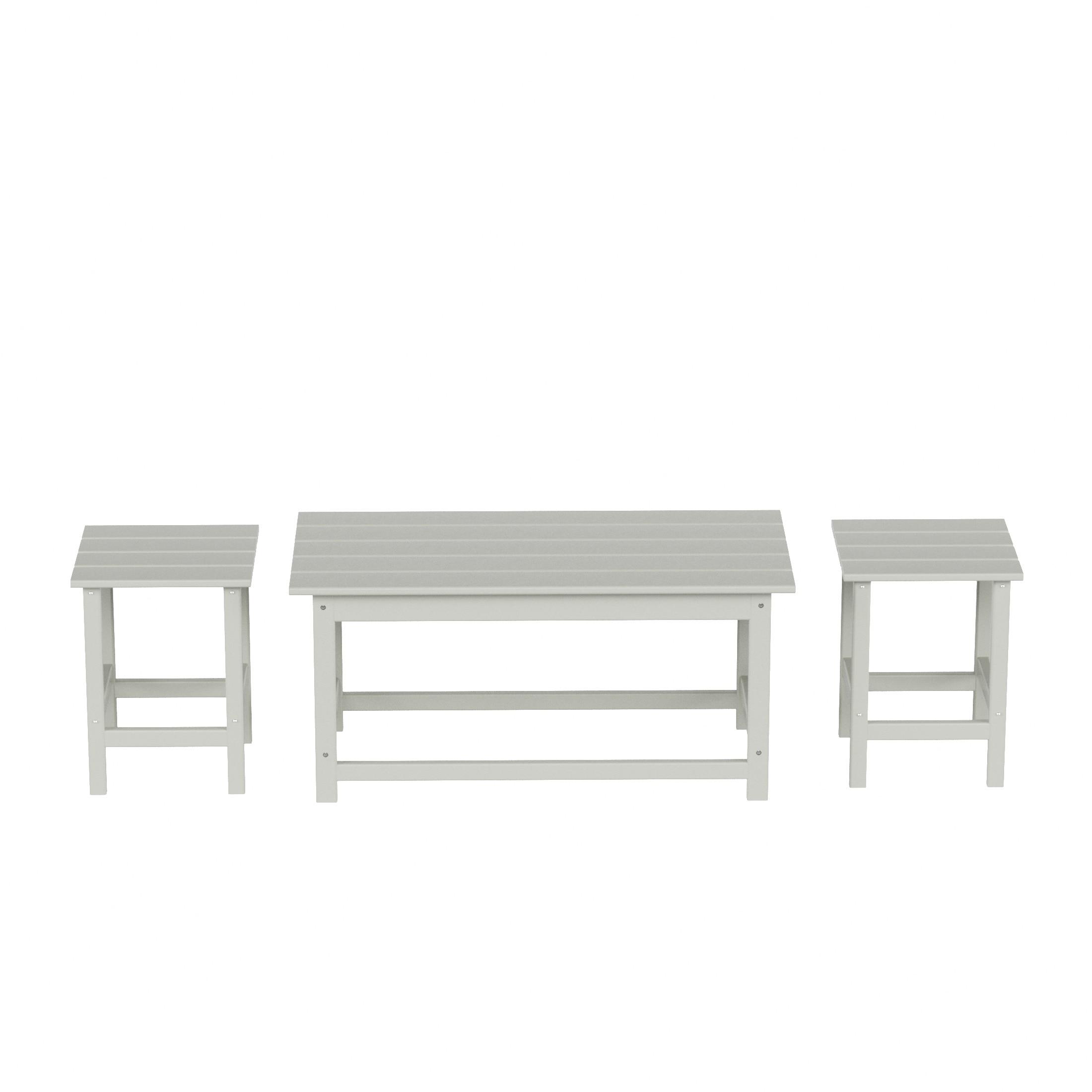 Polytrends  Laguna Hdpe All Weather Outdoor Patio Coffee And Side Tables (3-Piece Set) Sand