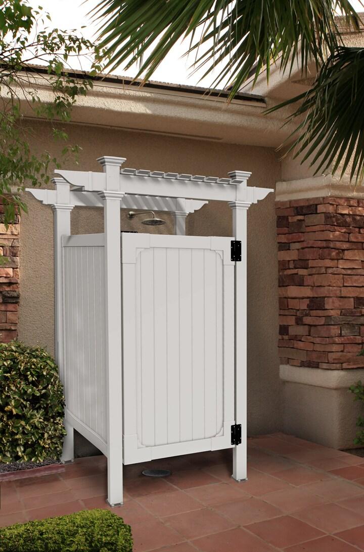 89in White Vinyl Outdoor Shower Enclosure Kit with Door