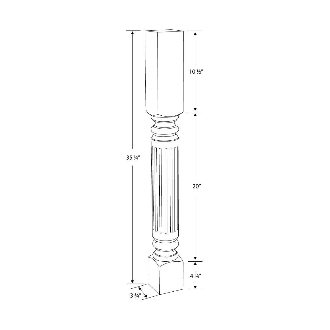 Hardwood Fluted Island Legs