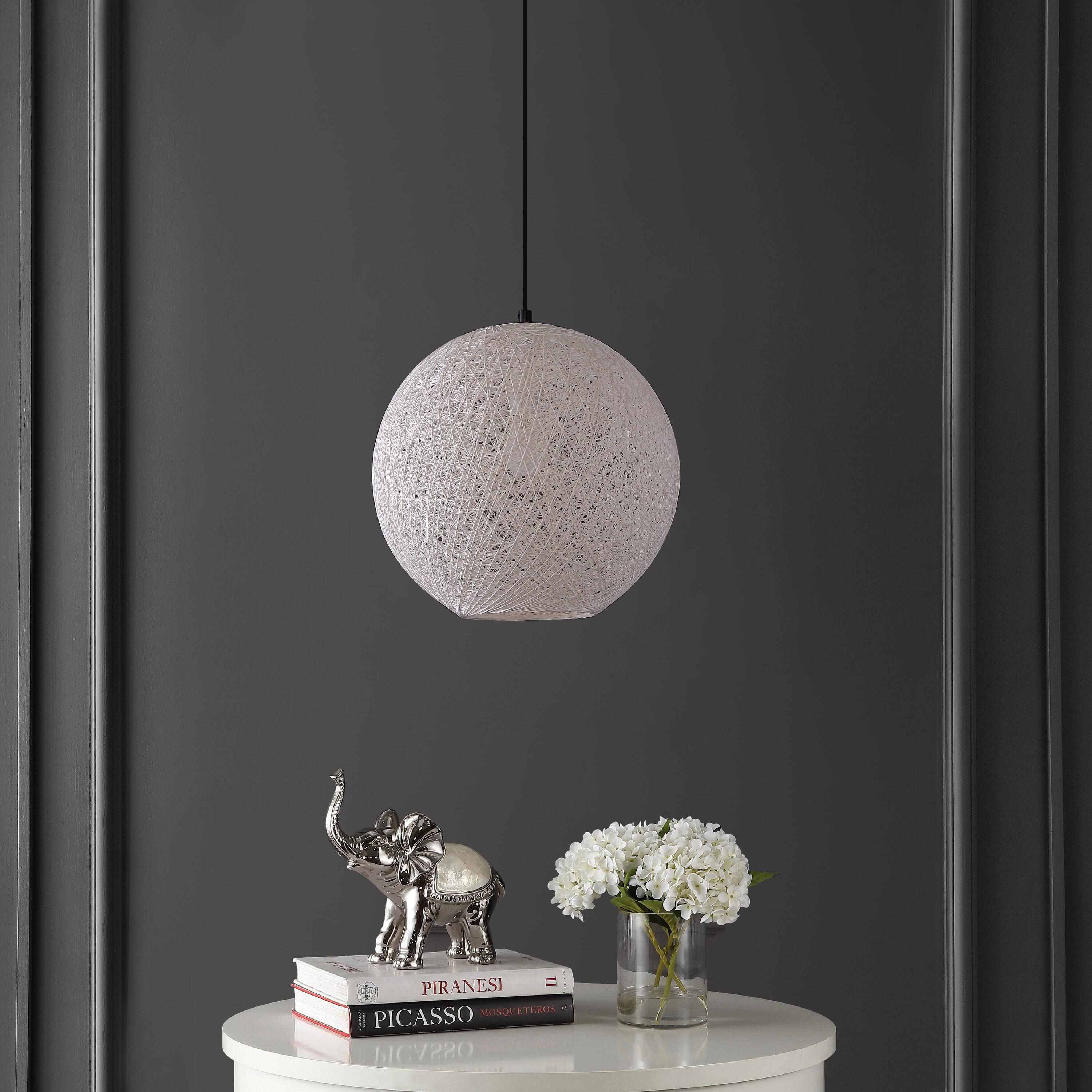 Isla Jade 12" Lacey Bohemian Minimalist Iron/Rope Woven Globe LED Pendant White/Black : 20x20 Inch Polyester, Machine Washable Cloth Napkins