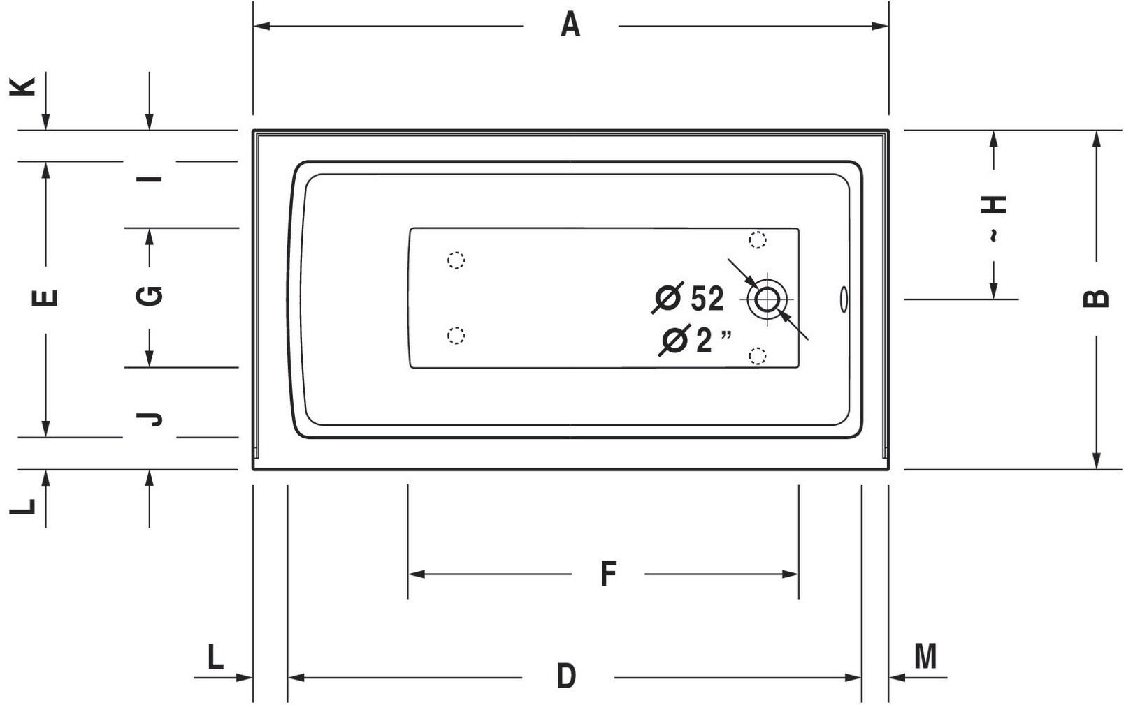 Architec 60" x 32" Alcove Soaking Bathtub with Left Drain (drain not included) - White