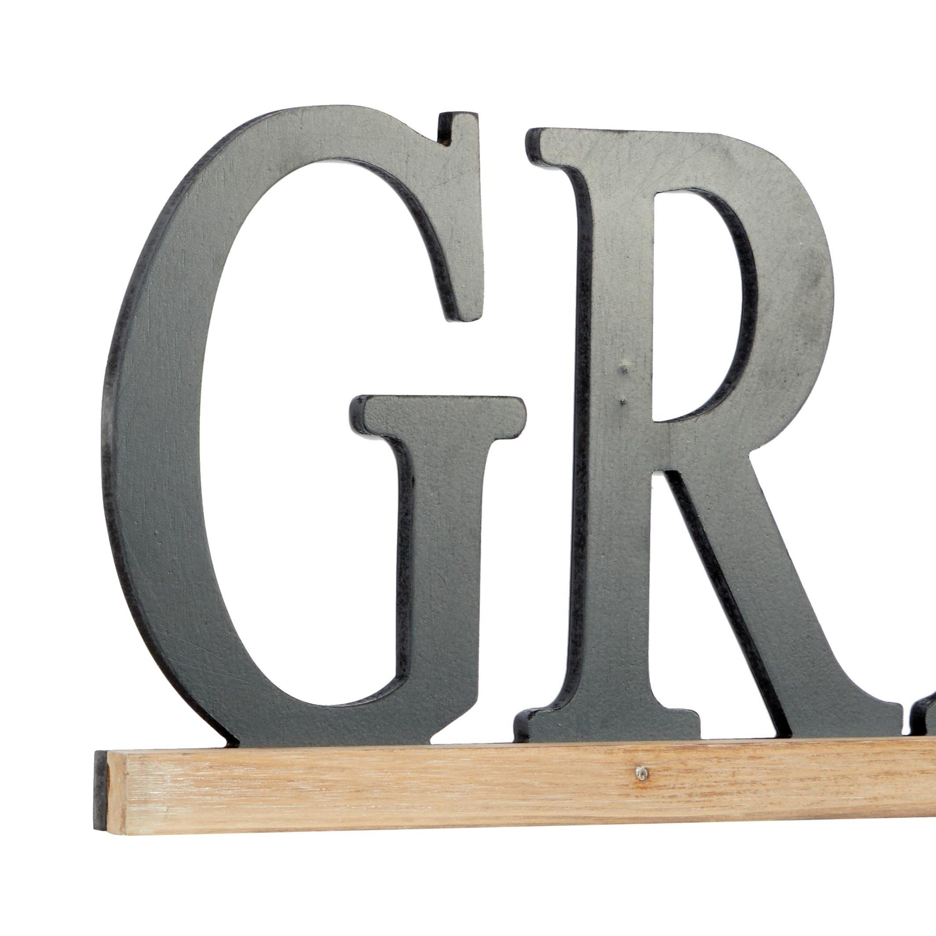 DecMode Black Wood Grateful Sign Wall Decor