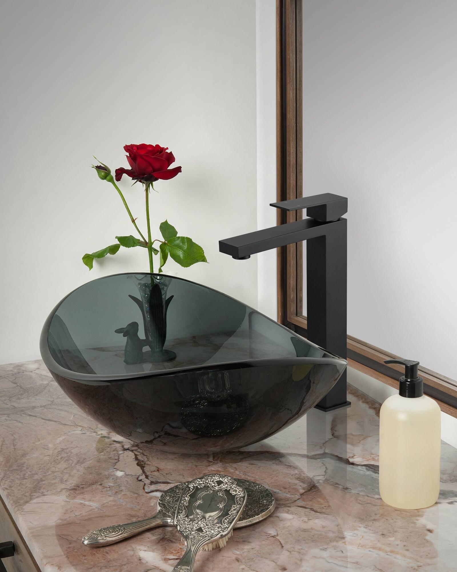 High Arc Single Handle Single Hole Bathroom Faucet With Drain Kit