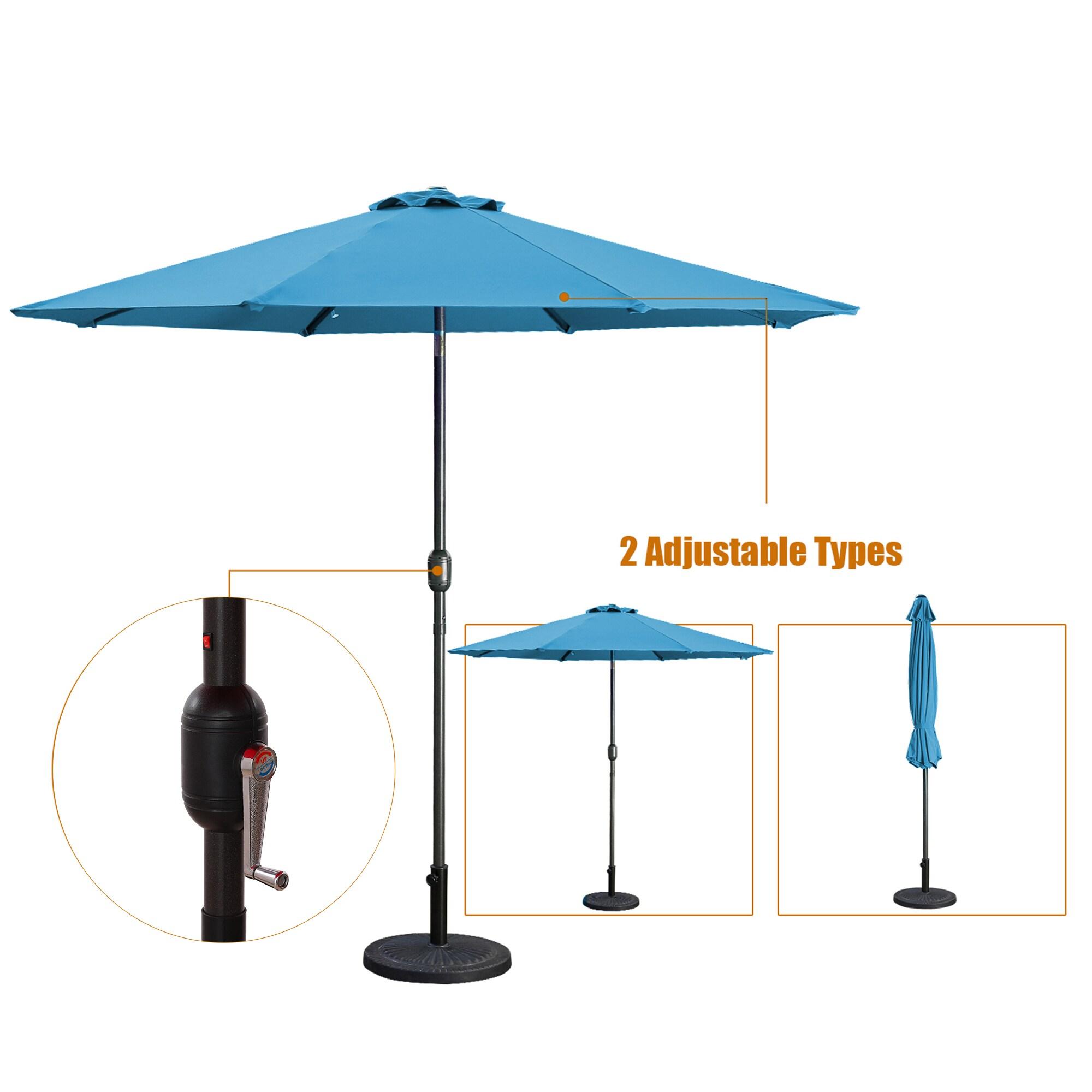 Pure Garden 9FT Outdoor Vented Patio Umbrella with Easy Crank (Blue)