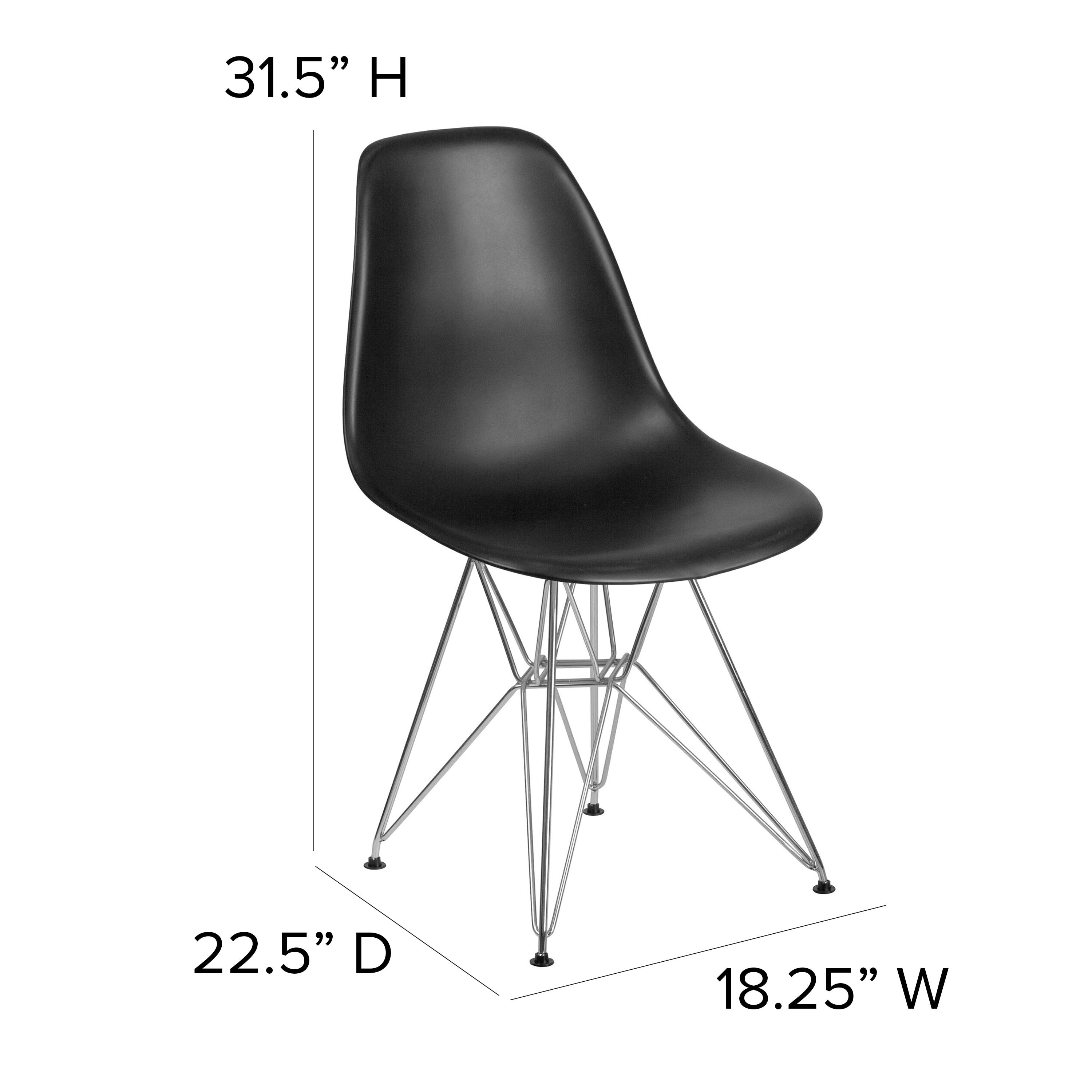 Flash Furniture Elon Series Black Plastic Chair with Chrome Base